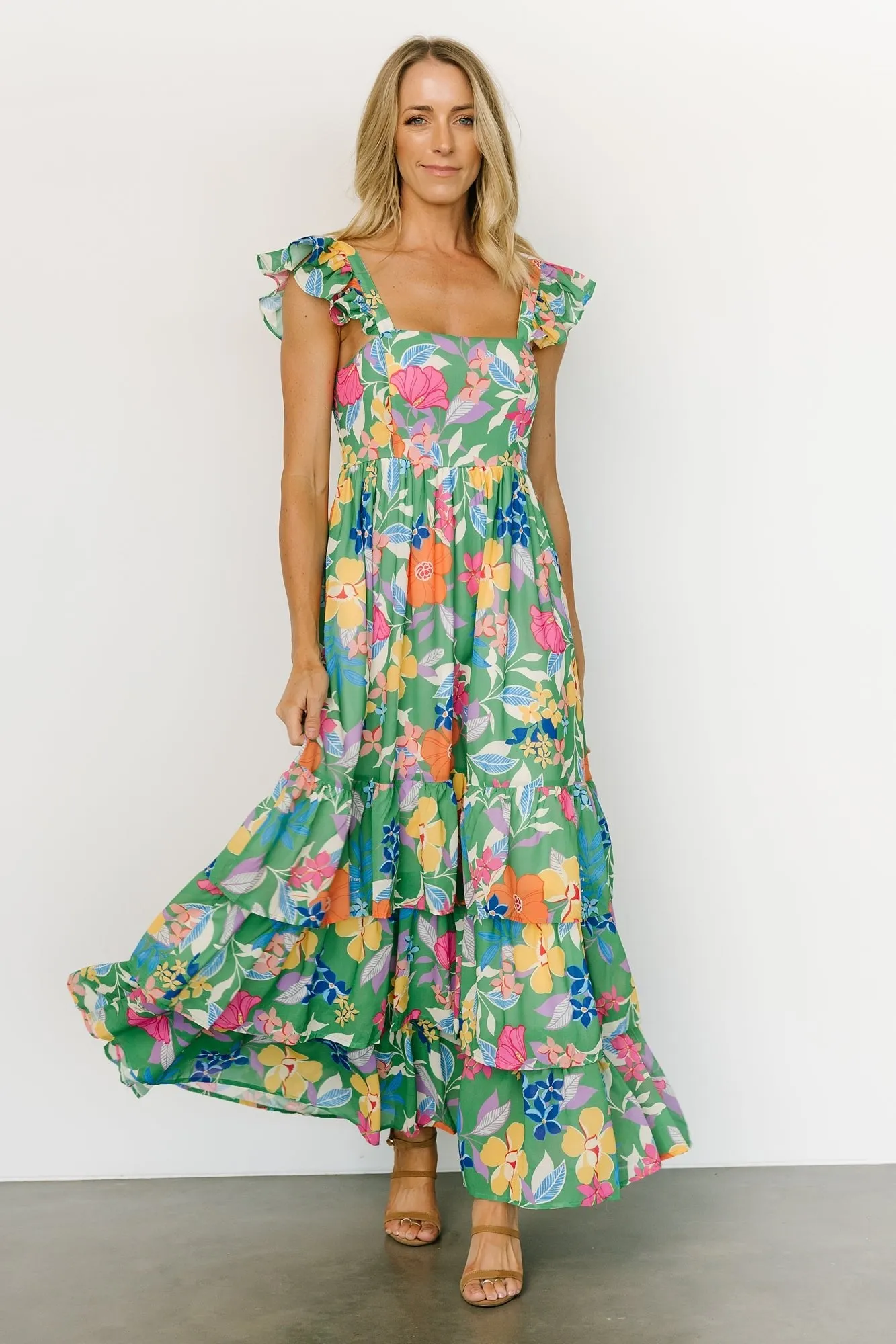 Monte Tiered Maxi Dress | Green Multi sold by Baltic Born product image thumbnail 2
