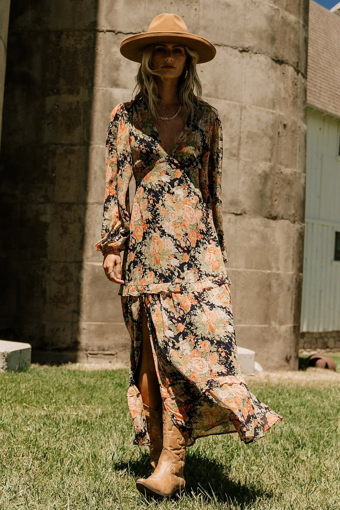 Bowman Deep V Maxi Dress | Navy Floral sold by Baltic Born product image thumbnail 5