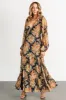 Bowman Deep V Maxi Dress | Navy Floral sold by Baltic Born