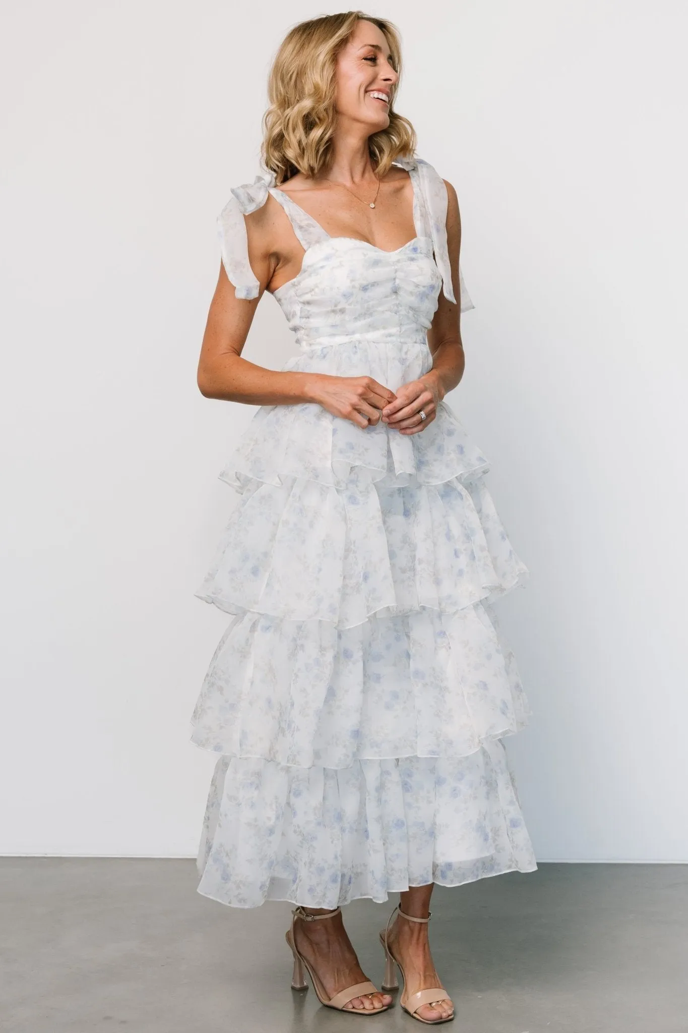 Rosemary Tiered Dress | Light Blue Floral sold by Baltic Born product image thumbnail 3