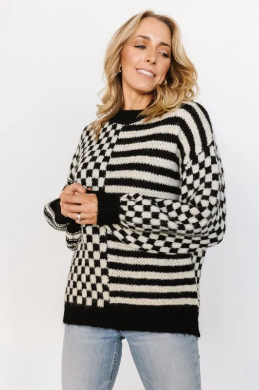 Leo Chunky Knit Sweater | Black + Ivory sold by Baltic Born