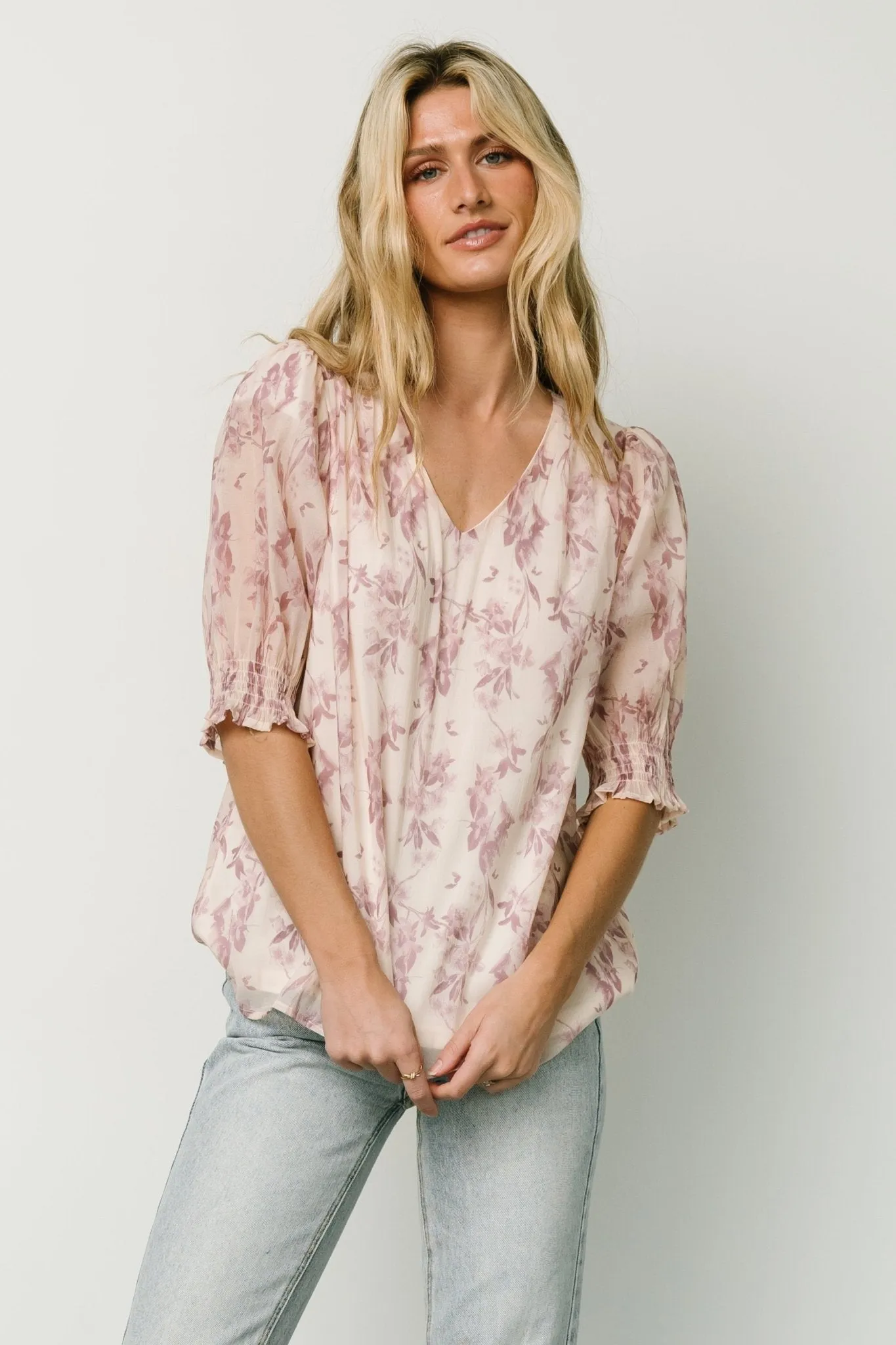 Cordova Top | Beige + Mauve Floral sold by Baltic Born product image thumbnail 5