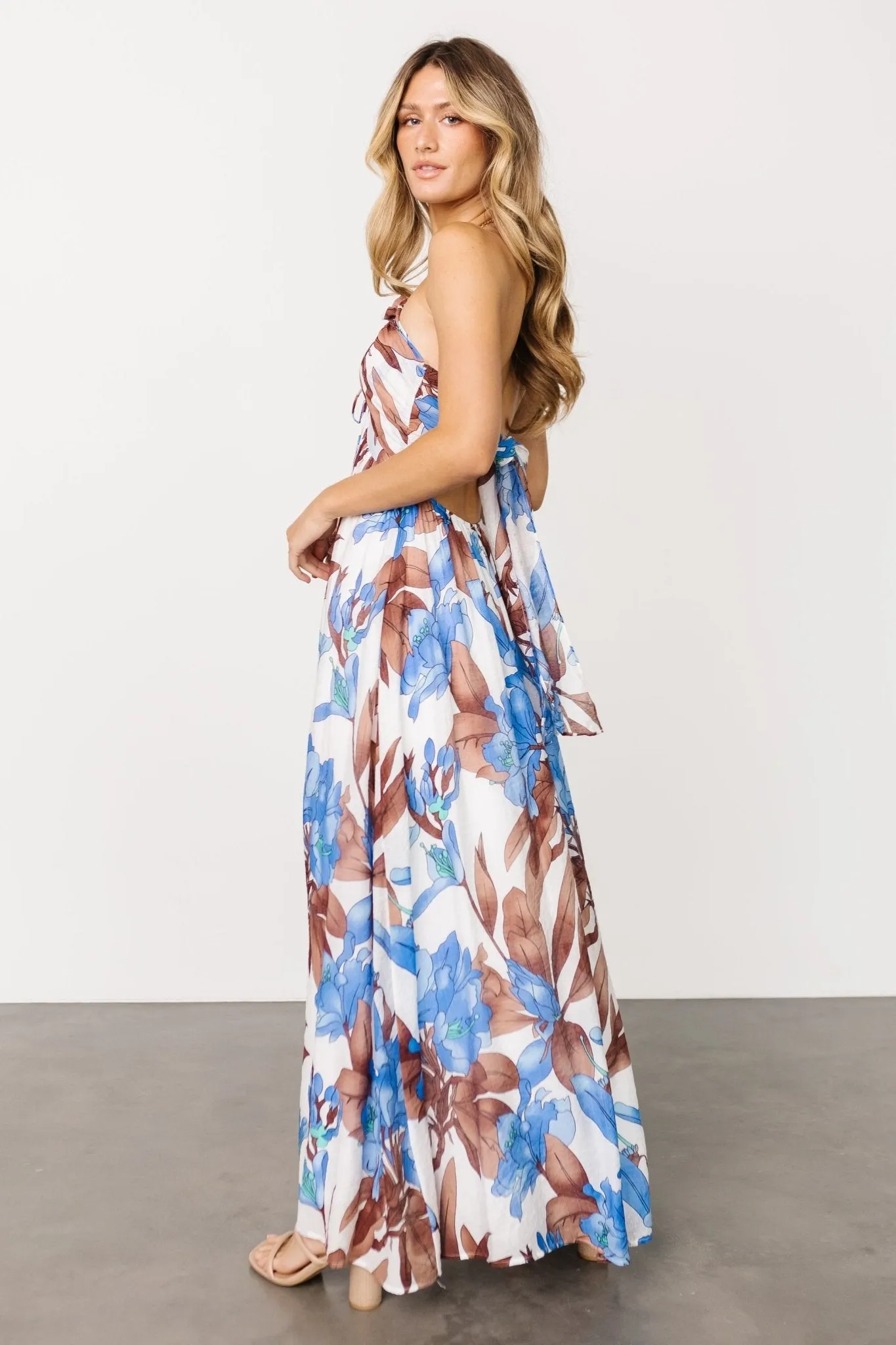 Makai Tie Maxi Dress | White Multi Print sold by Baltic Born product image thumbnail 4