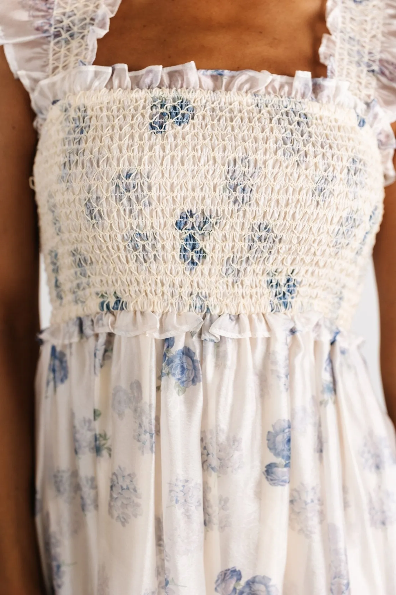 Phoebe Midi Dress | Cream + Blue Floral sold by Baltic Born product image thumbnail 2