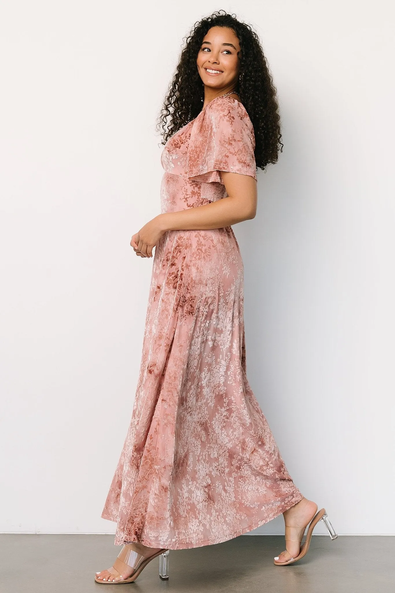 Everley Velvet Maxi Dress | Blush sold by Baltic Born product image thumbnail 5