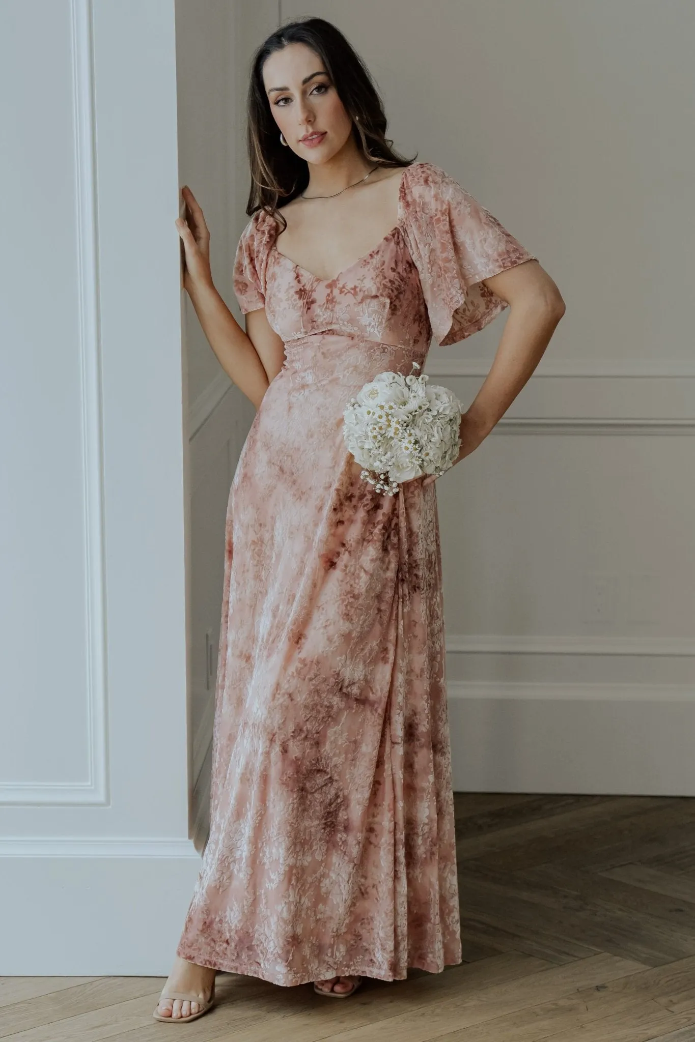 Everley Velvet Maxi Dress | Blush sold by Baltic Born