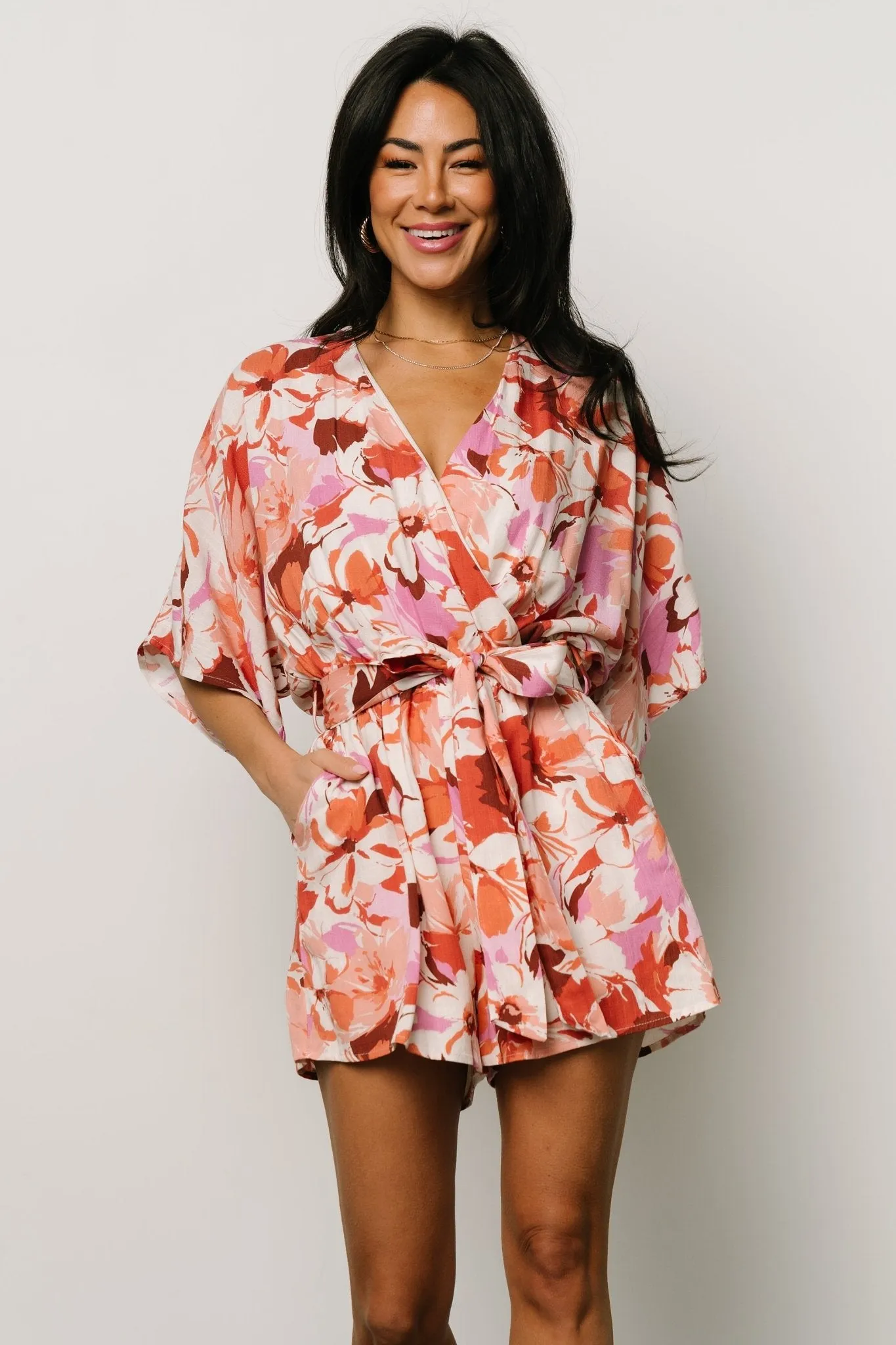Ellis Romper | Rust + Pink Floral sold by Baltic Born product image thumbnail 4