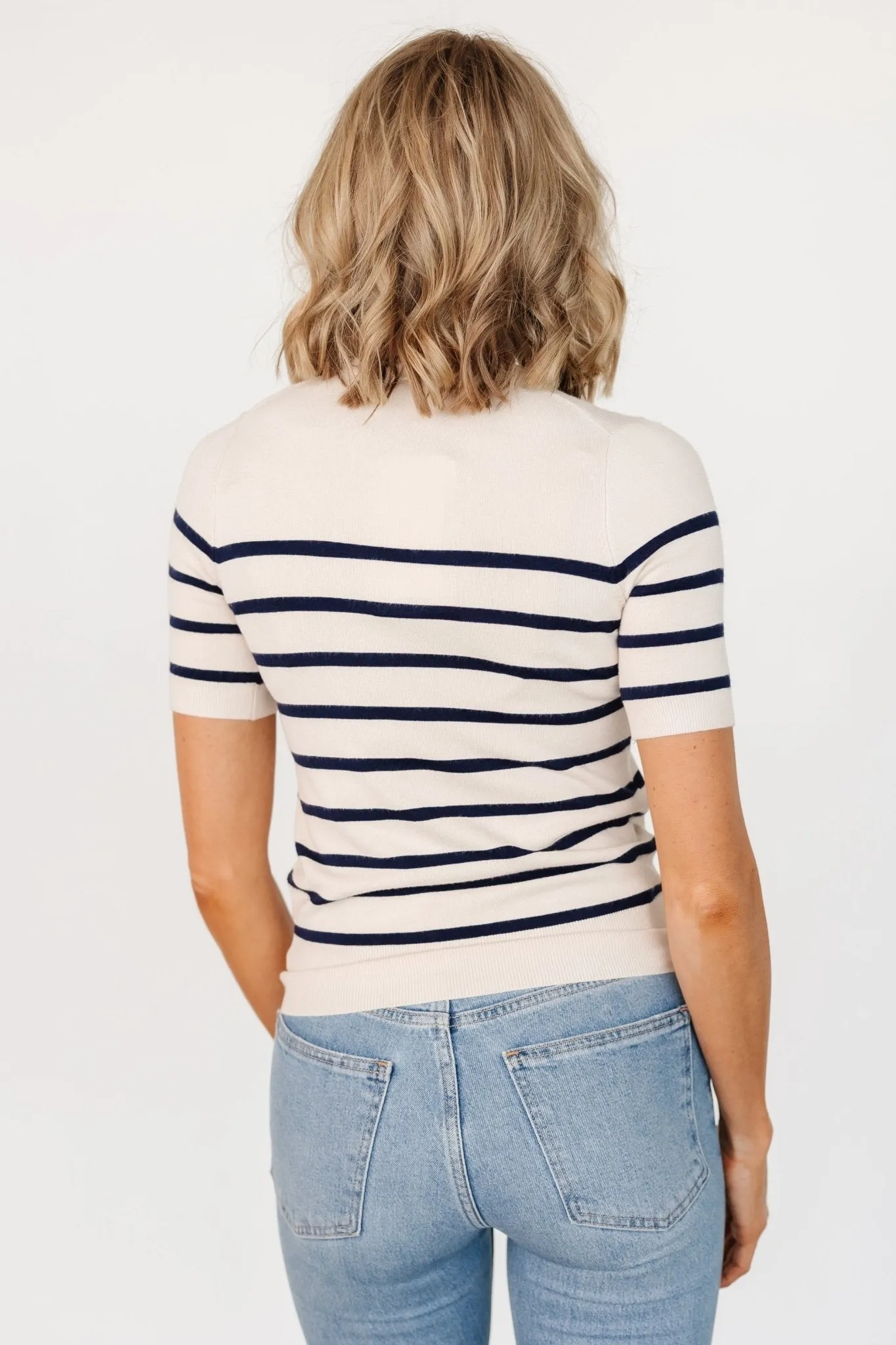 Alyson Knit Top | Ivory + Navy sold by Baltic Born product image thumbnail 5