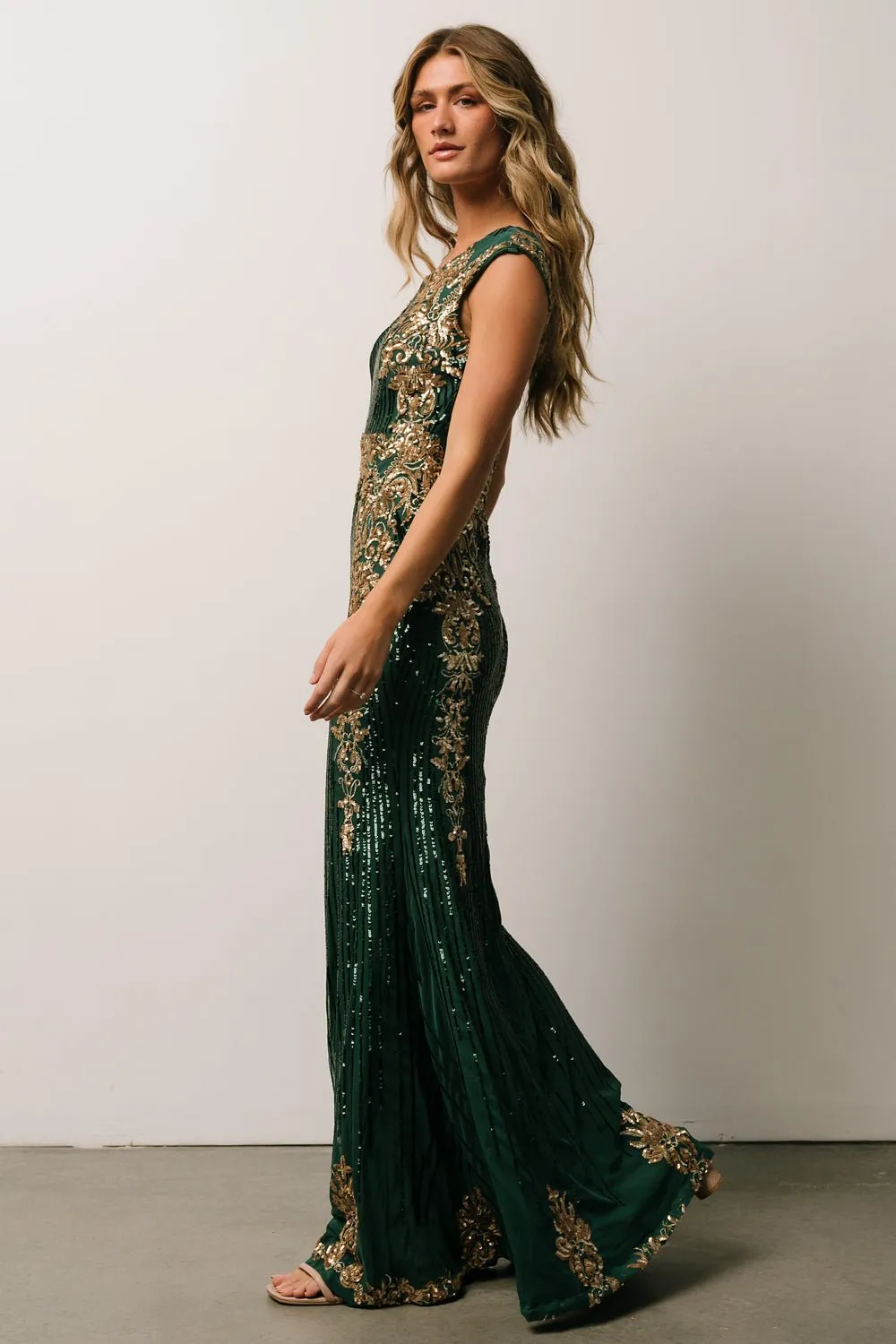 Azura Sequin Gown | Green + Gold sold by Baltic Born product image thumbnail 5