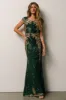 Azura Sequin Gown | Green + Gold sold by Baltic Born
