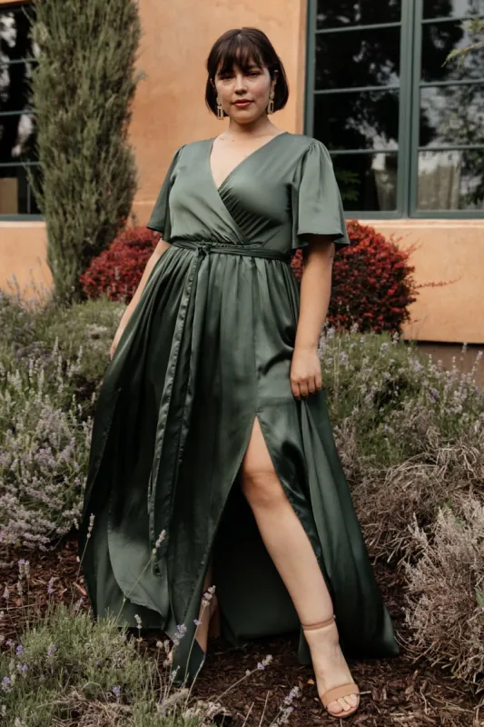 Sicily Satin Maxi Dress | Dusty Green sold by Baltic Born