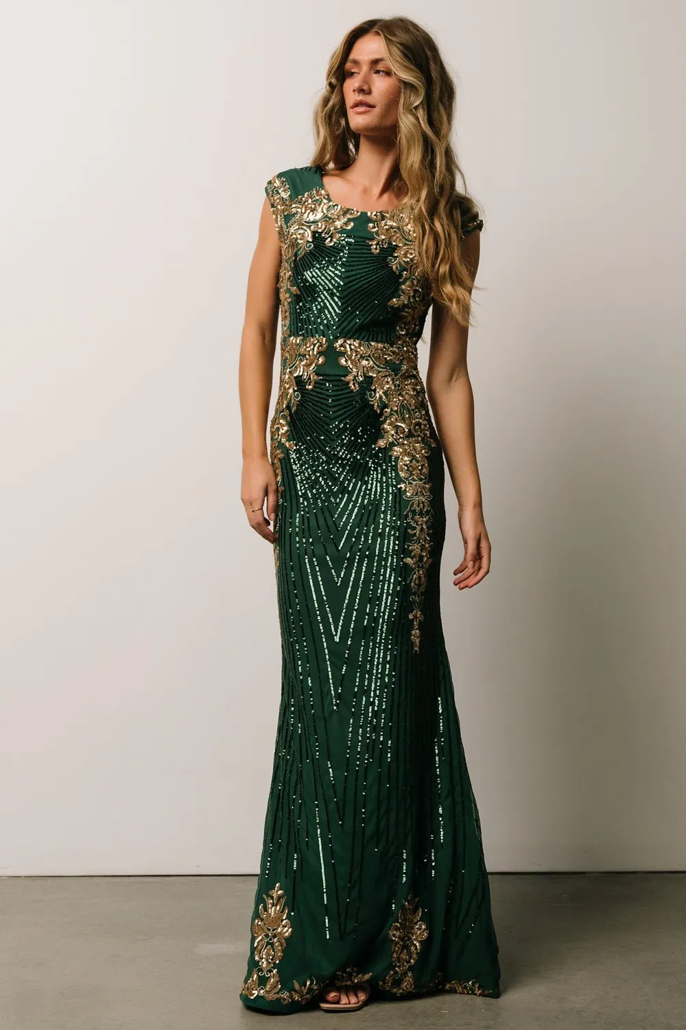 Azura Sequin Gown | Green + Gold sold by Baltic Born product image thumbnail 4