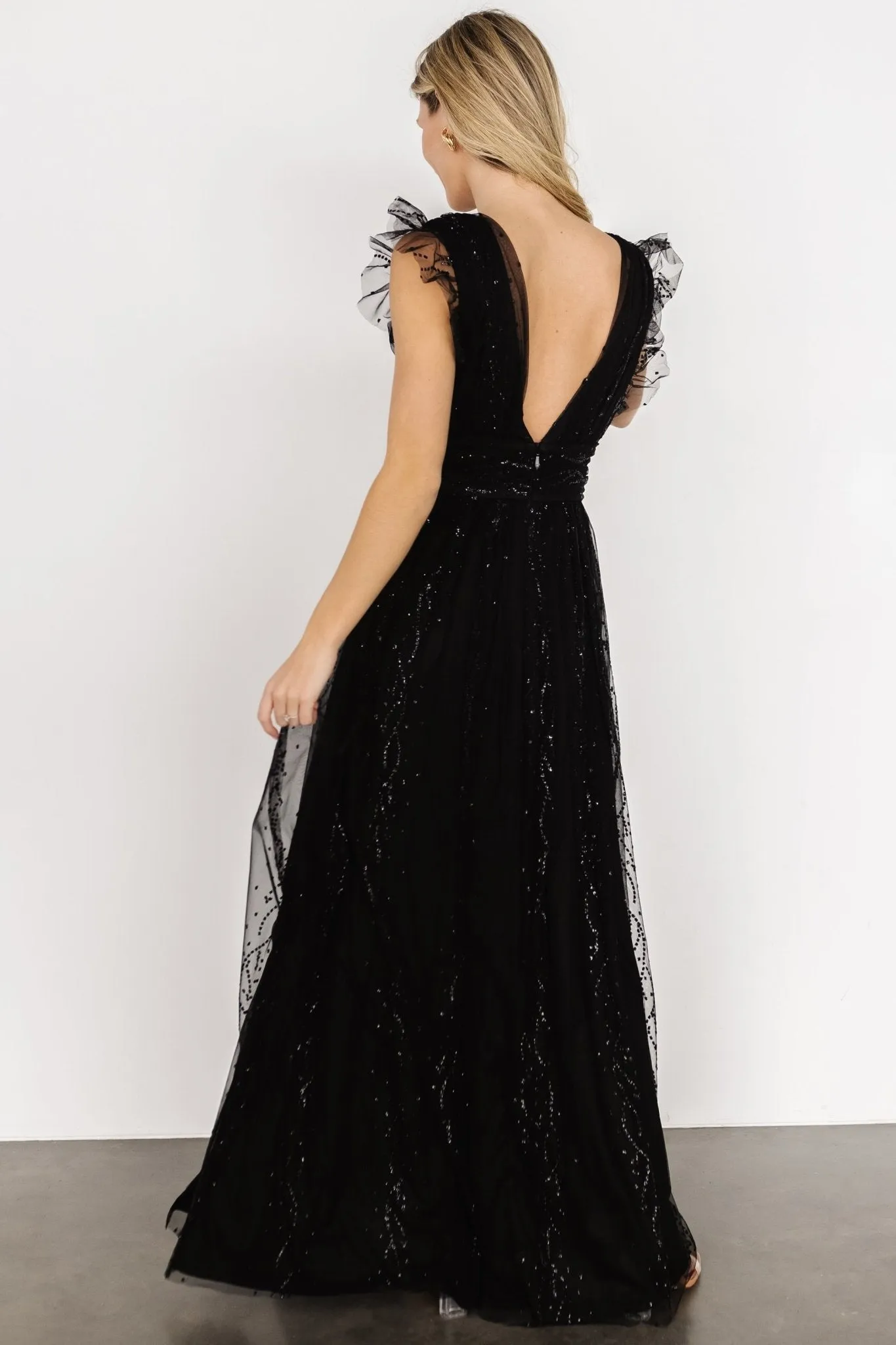 Annika Sequin Mesh Maxi Dress | Black sold by Baltic Born product image thumbnail 4