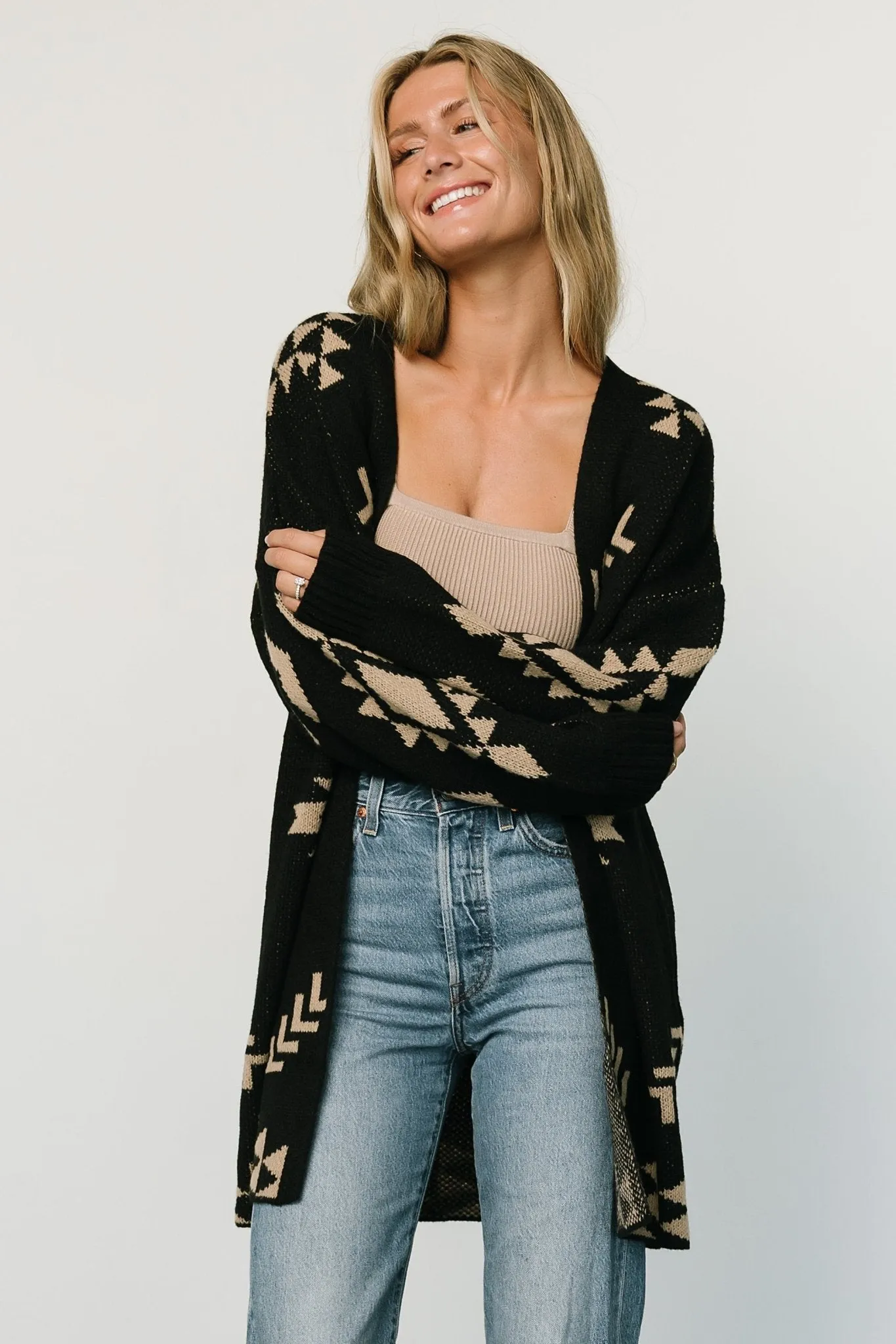 Hays Oversized Cardigan | Black + Tan sold by Baltic Born