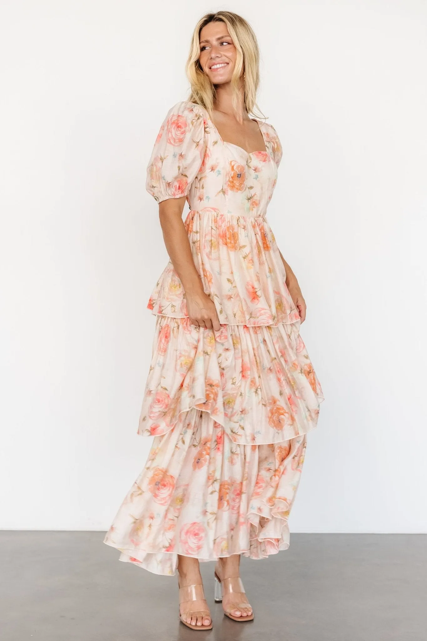 Cozette Tiered Maxi Dress | Blush Floral sold by Baltic Born product image thumbnail 3