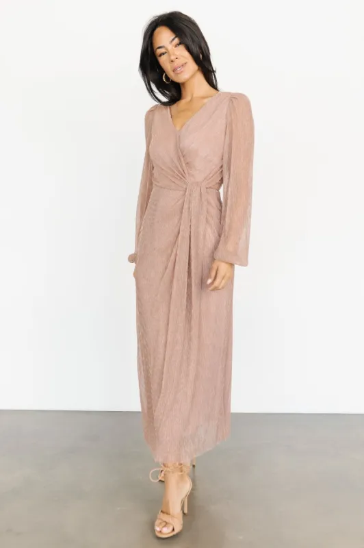 Devlyn Pleated Dress | Rose Shimmer sold by Baltic Born
