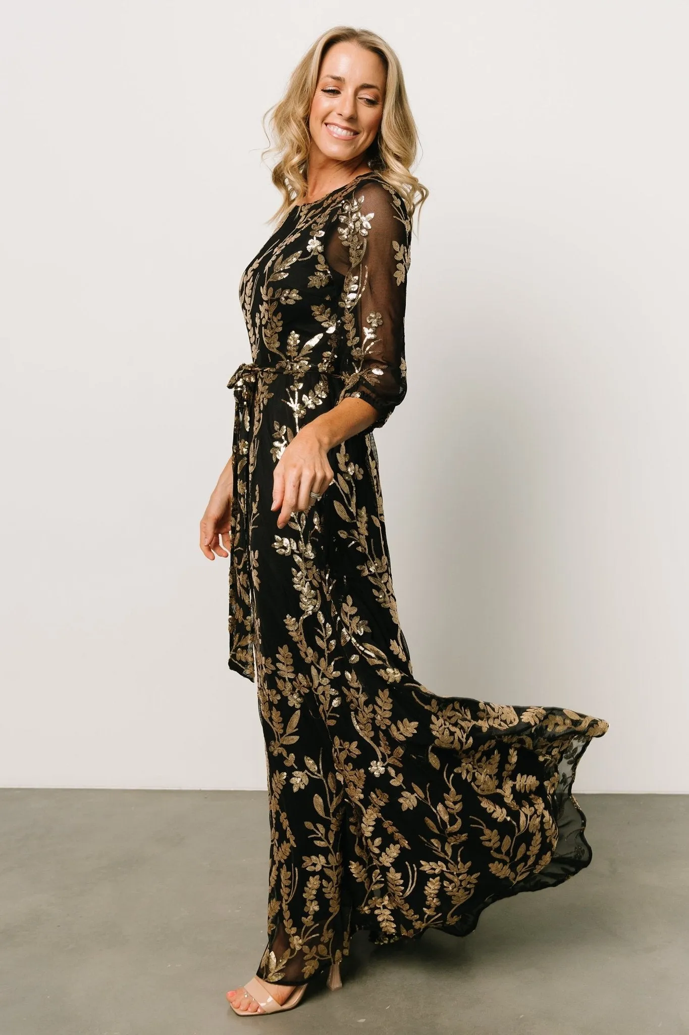 Destiny Sequin Maxi Dress | Black + Gold sold by Baltic Born product image thumbnail 3