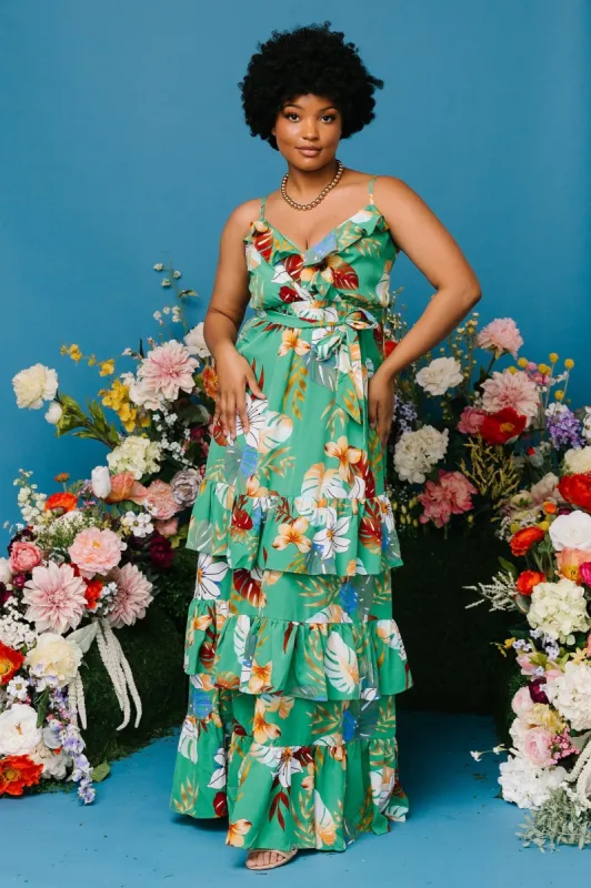 Dolores Ruffle Maxi Dress | Green Multi sold by Baltic Born