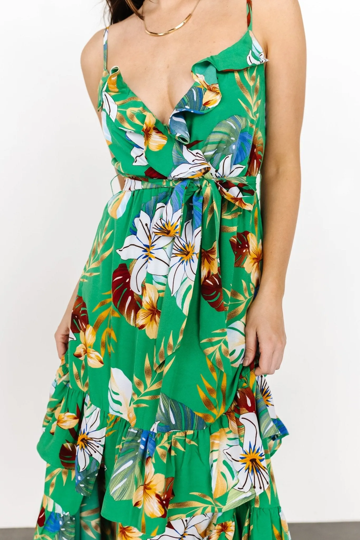 Dolores Ruffle Maxi Dress | Green Multi sold by Baltic Born product image thumbnail 4