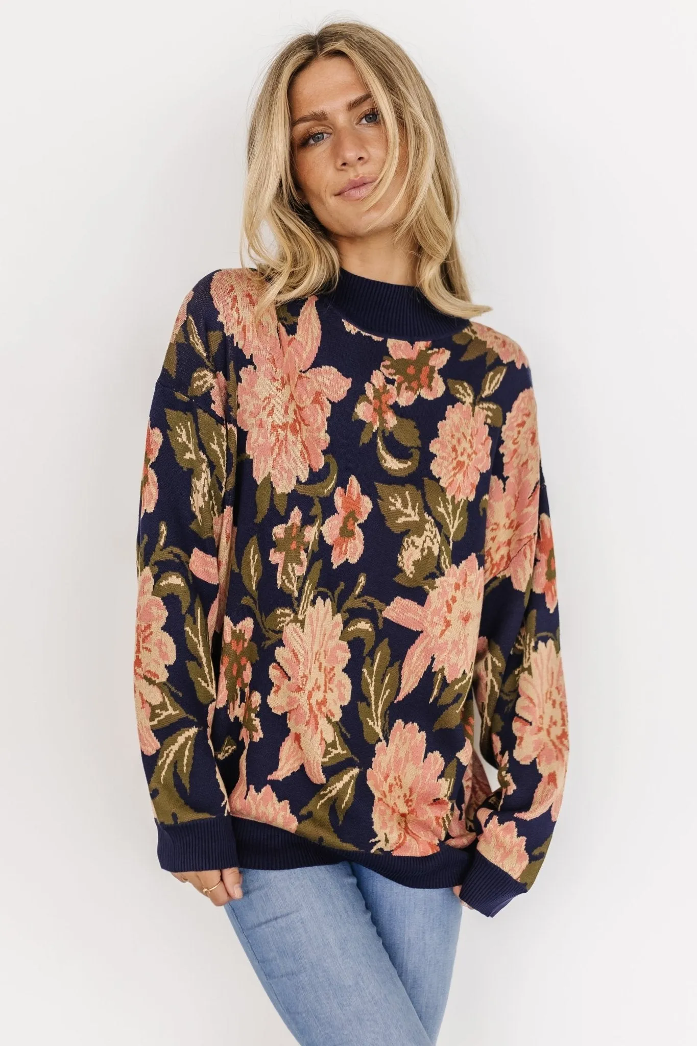 Polly Sweater | Navy Multi Floral sold by Baltic Born