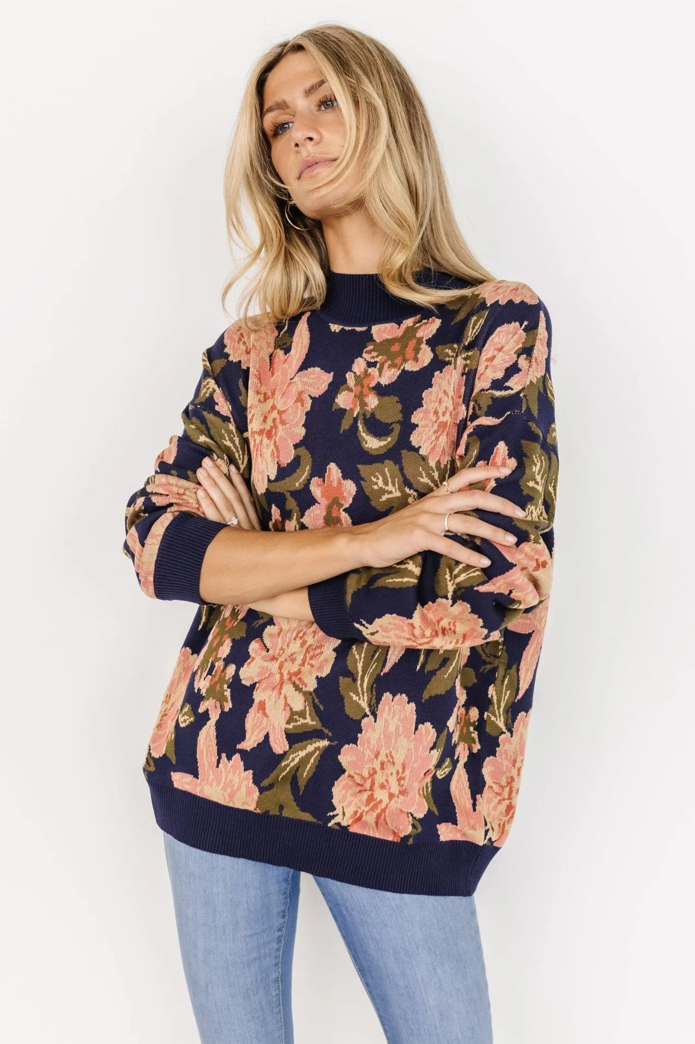 Polly Sweater | Navy Multi Floral sold by Baltic Born product image thumbnail 3
