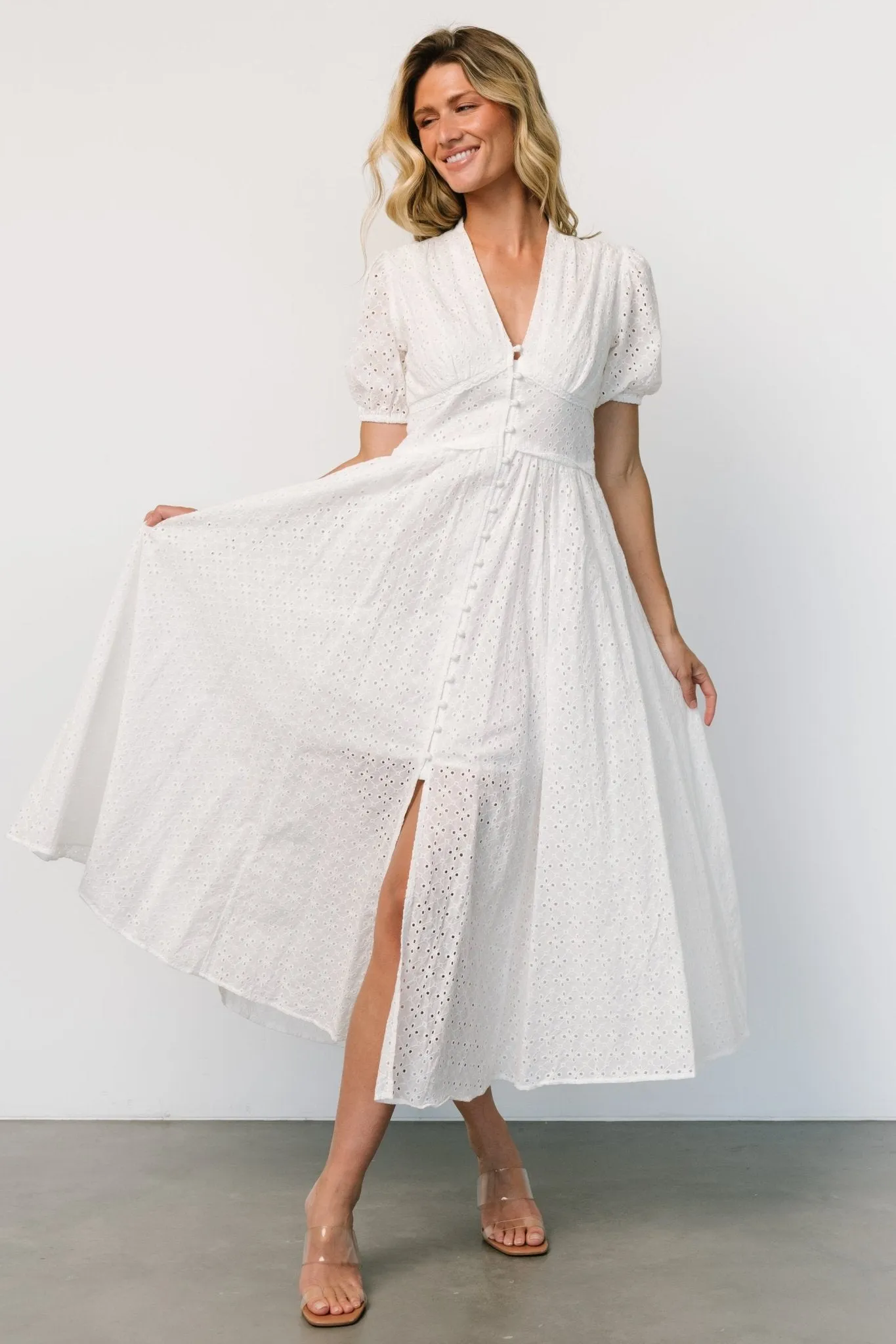 Esther Eyelet Midi Dress | Off White sold by Baltic Born product image thumbnail 4