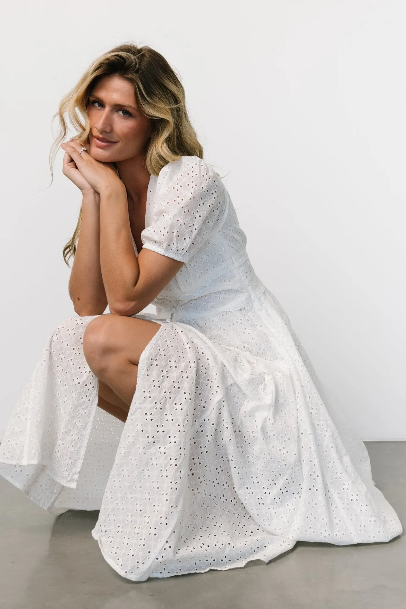 Esther Eyelet Midi Dress | Off White sold by Baltic Born product image thumbnail 2