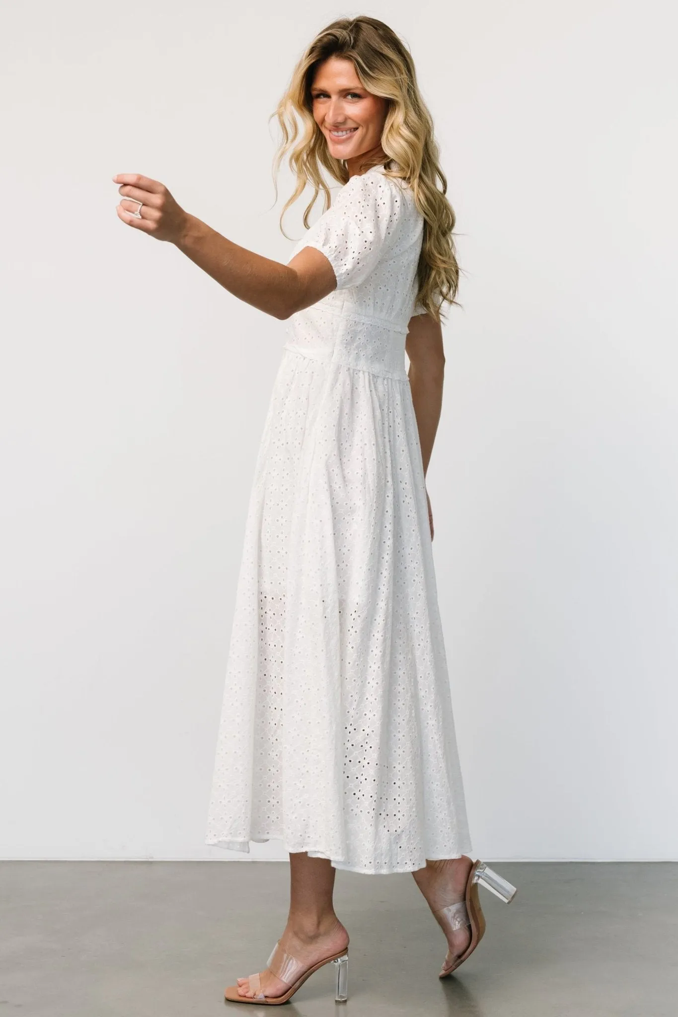Esther Eyelet Midi Dress | Off White sold by Baltic Born product image thumbnail 3