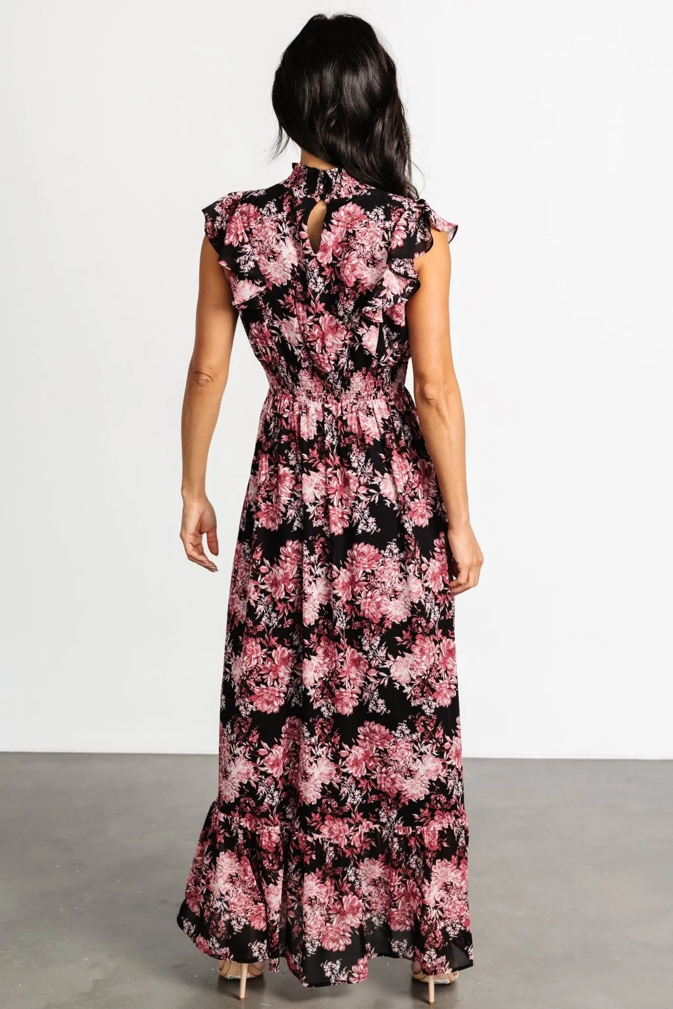 Kearny Ruffle Maxi Dress | Black + Mauve sold by Baltic Born product image thumbnail 5