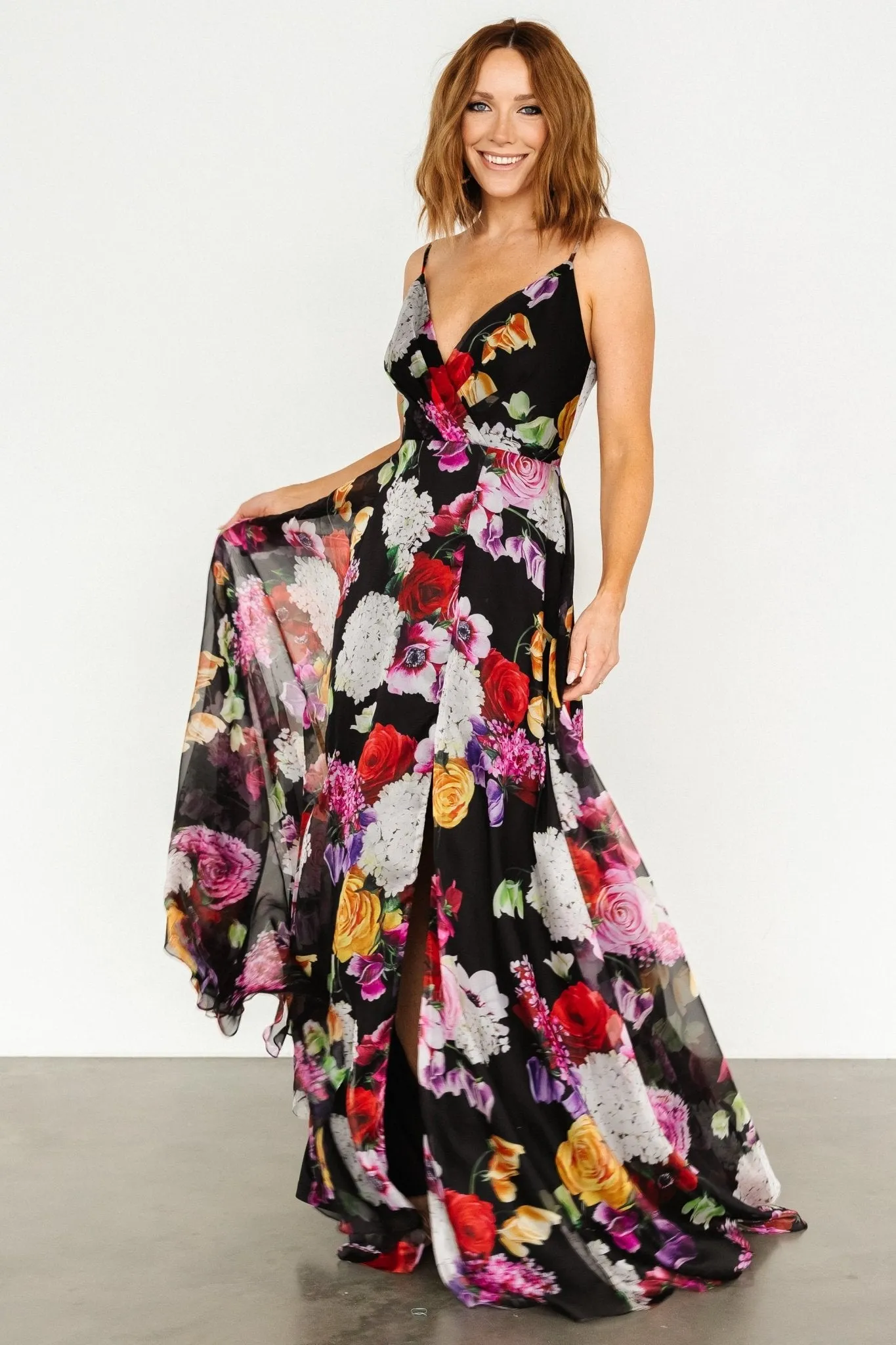 Vivienne Maxi Dress | Black Multi Floral sold by Baltic Born