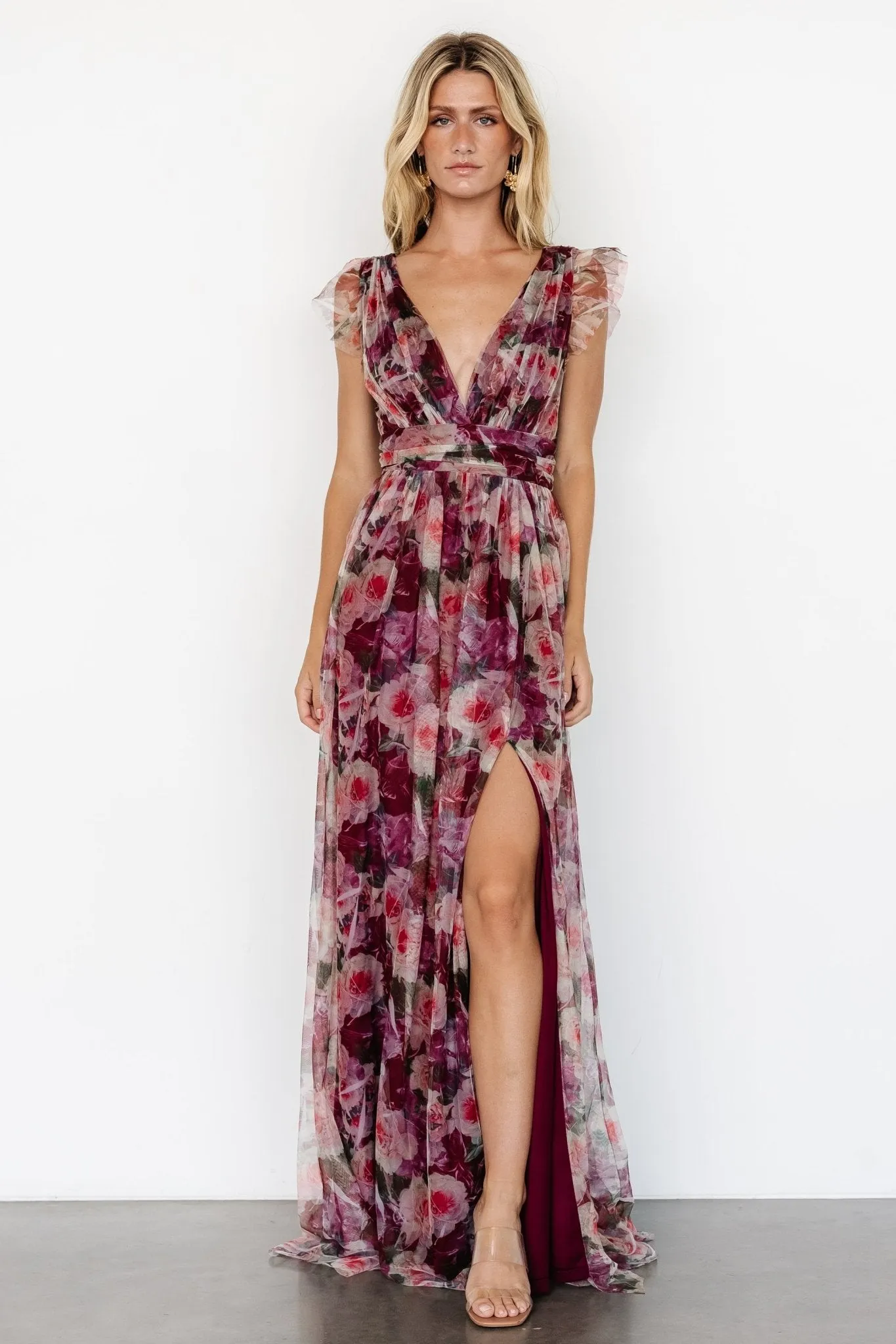 Carmine Maxi Dress | Wine Floral sold by Baltic Born product image thumbnail 5