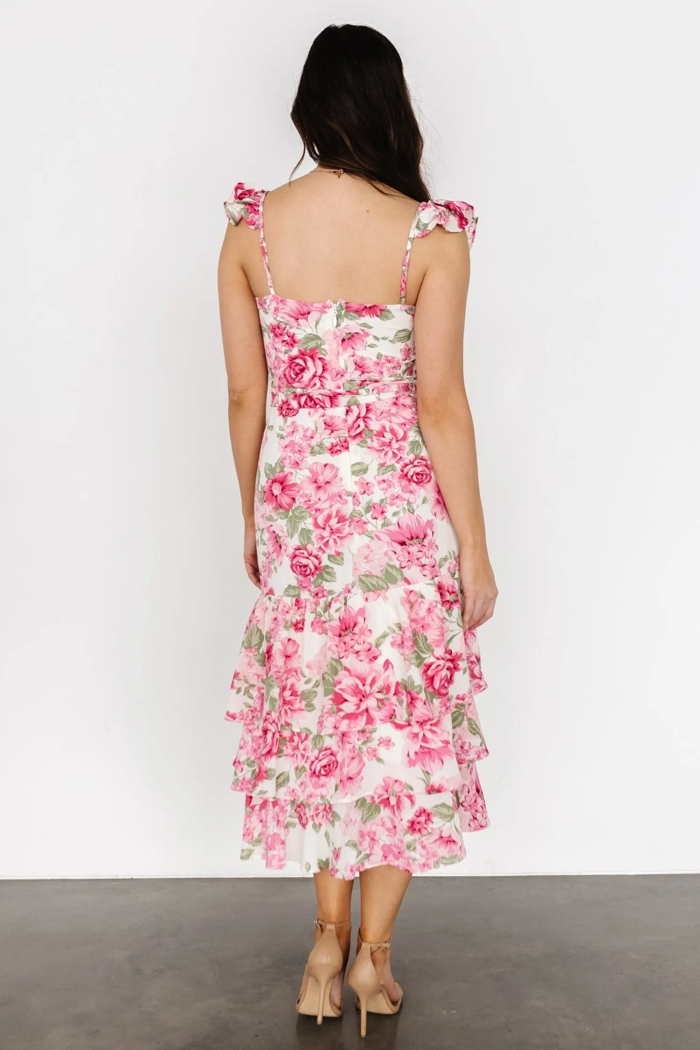 Guayana Ruffle Midi Dress | Pink + Ivory sold by Baltic Born product image thumbnail 4