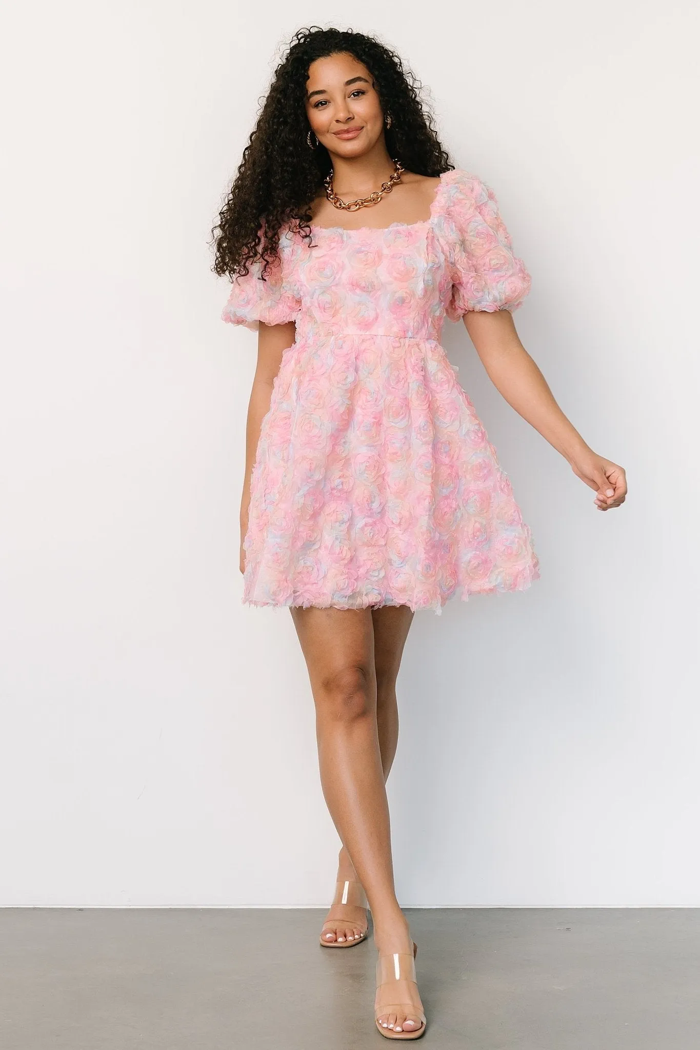 Bette Mini Dress | Pink Floral sold by Baltic Born