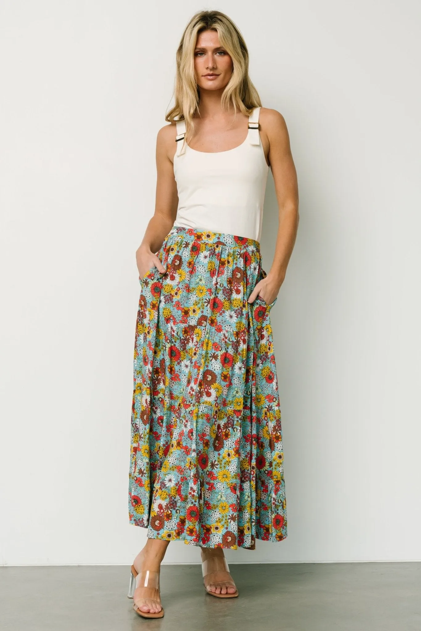 Reilly Maxi Skirt | Teal Flower Print sold by Baltic Born product image thumbnail 5