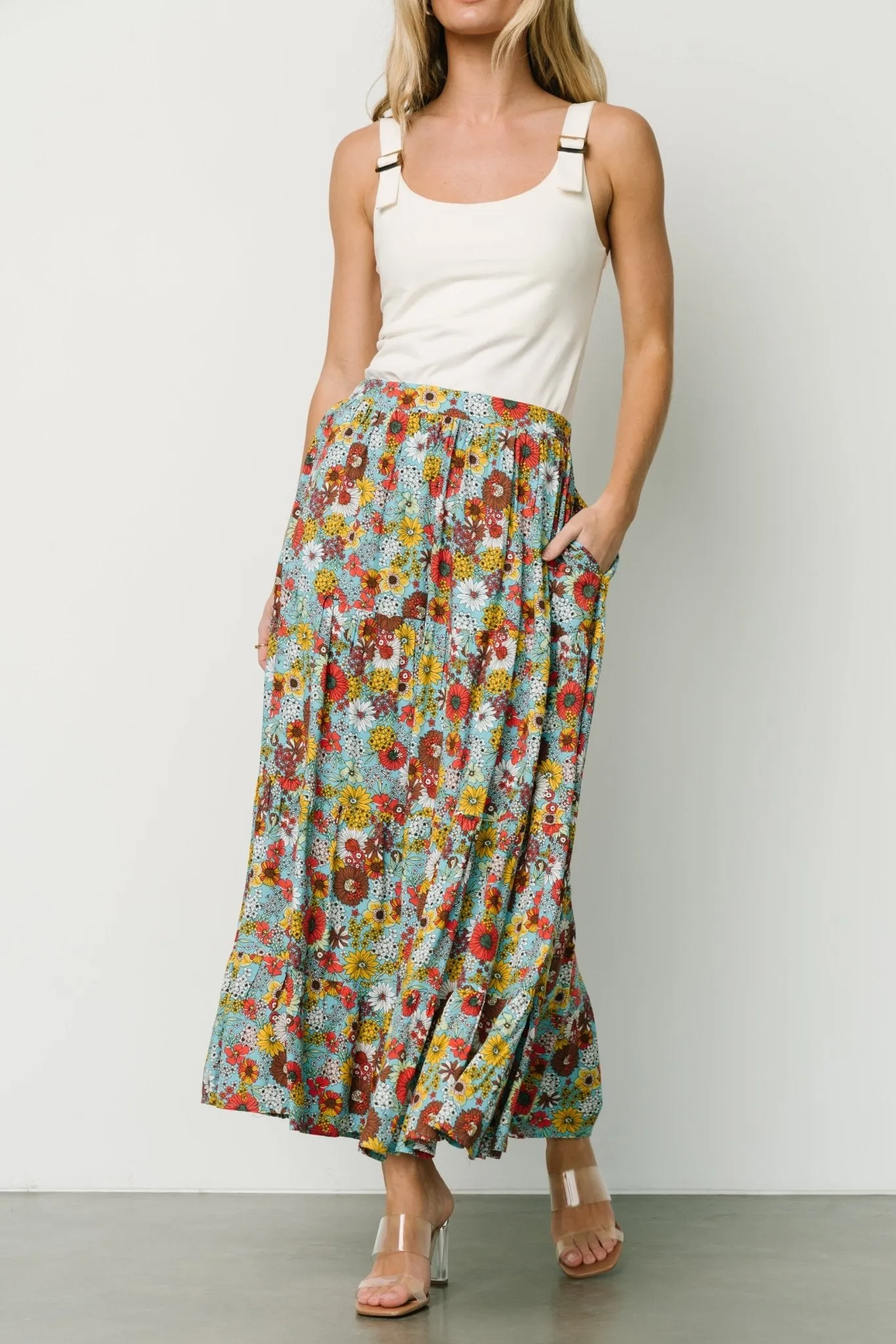 Reilly Maxi Skirt | Teal Flower Print sold by Baltic Born product image thumbnail 2