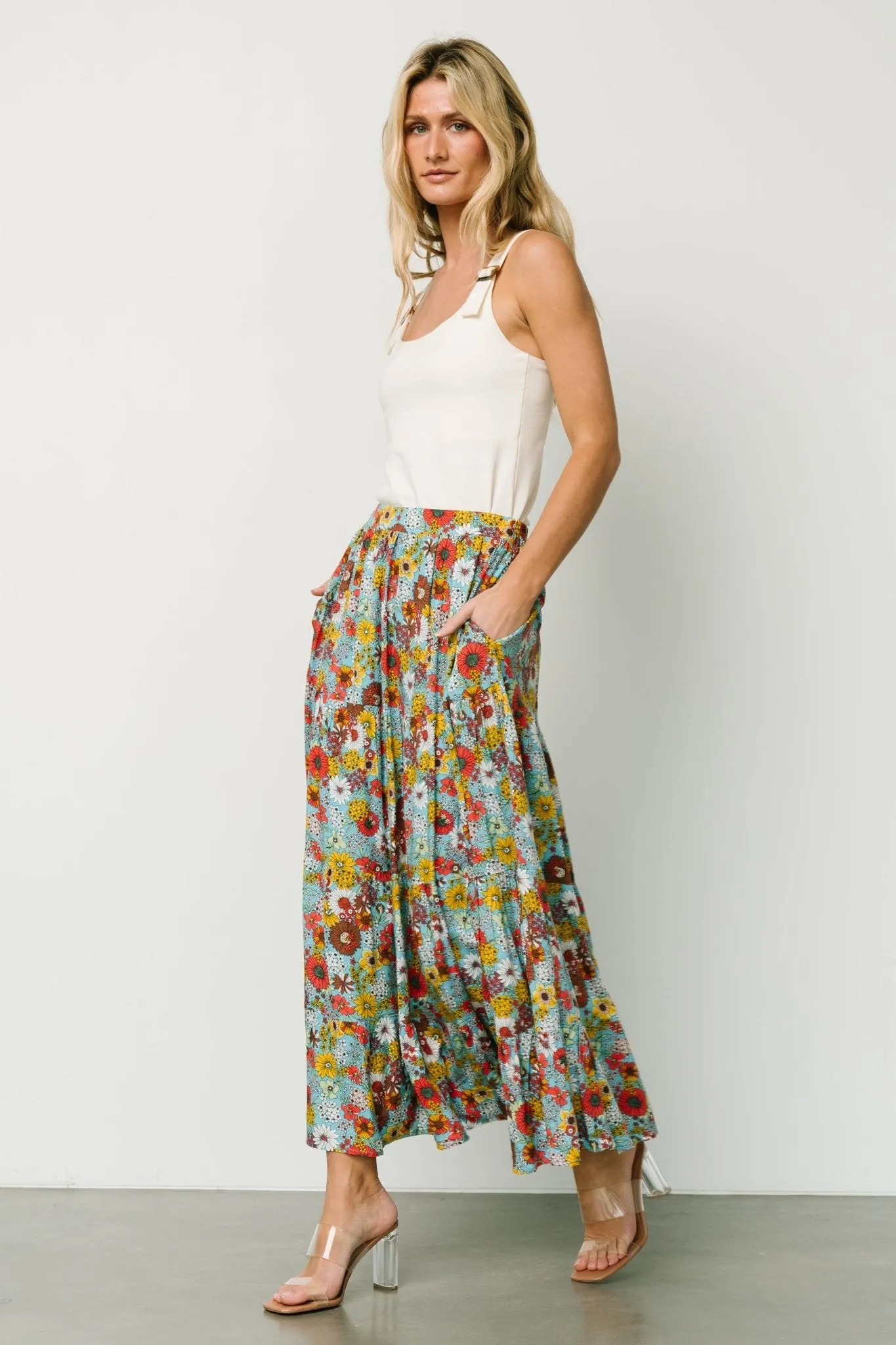 Reilly Maxi Skirt | Teal Flower Print sold by Baltic Born product image thumbnail 3