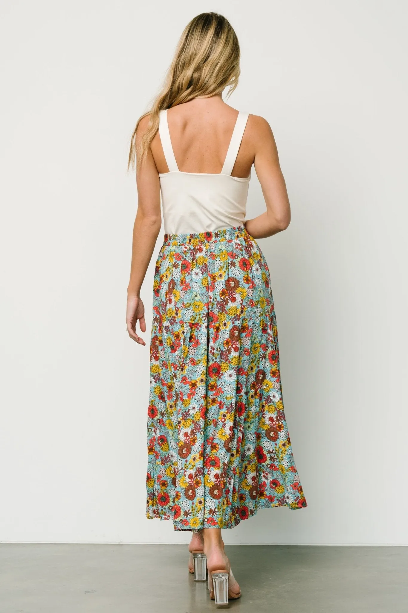 Reilly Maxi Skirt | Teal Flower Print sold by Baltic Born product image thumbnail 4