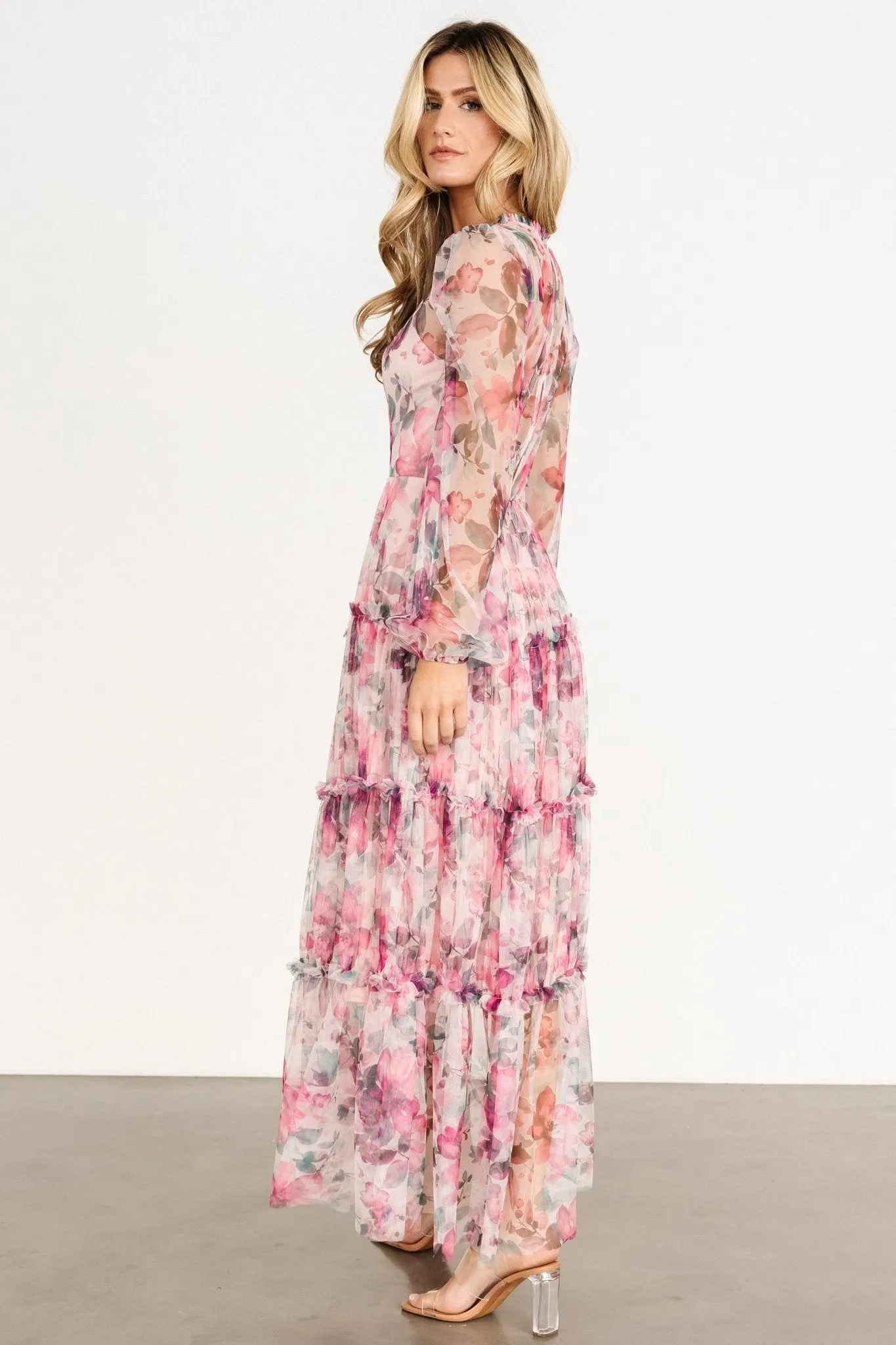 Stephanie Tiered Maxi Dress | Mauve Floral sold by Baltic Born product image thumbnail 3