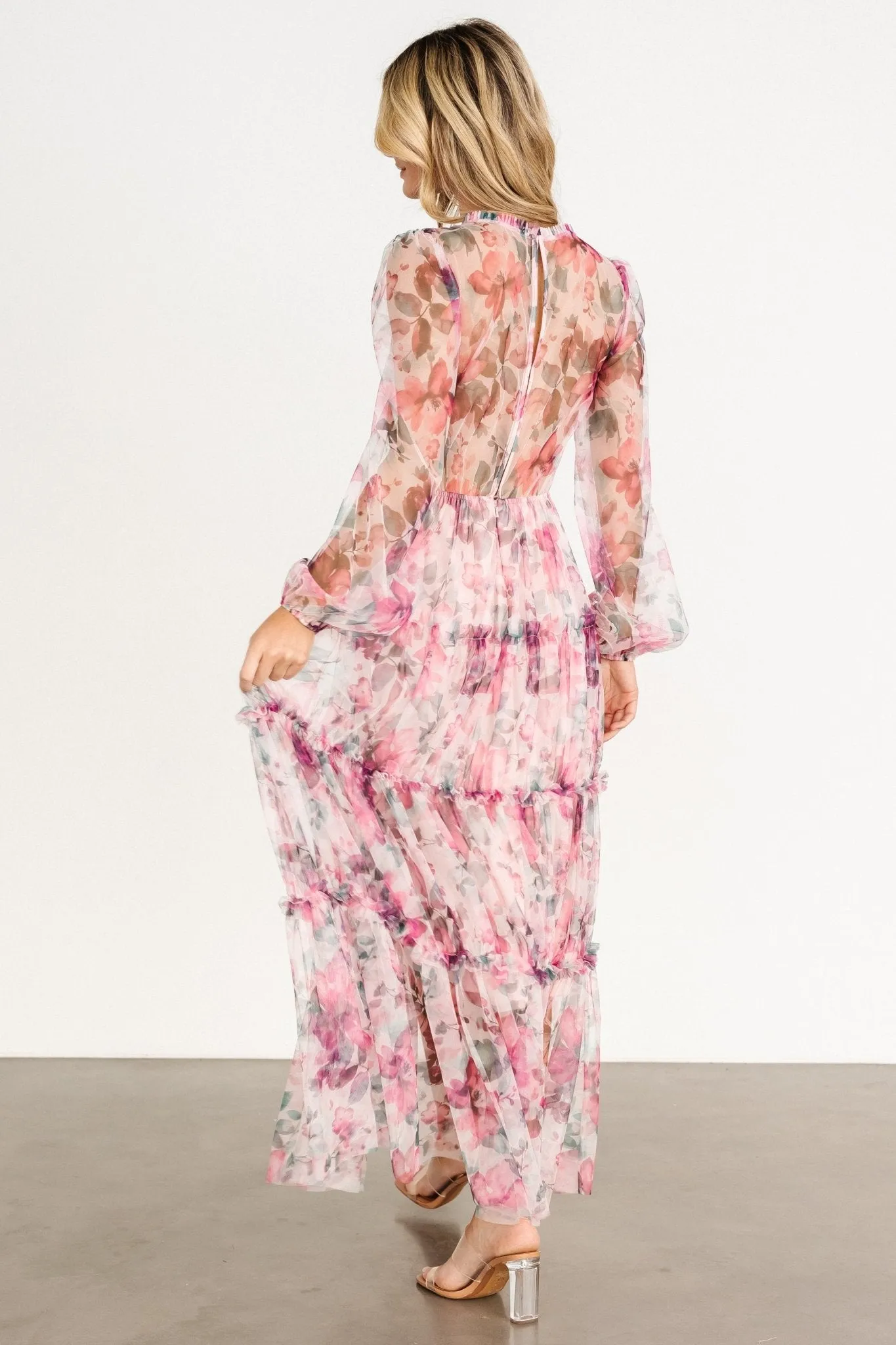 Stephanie Tiered Maxi Dress | Mauve Floral sold by Baltic Born product image thumbnail 5