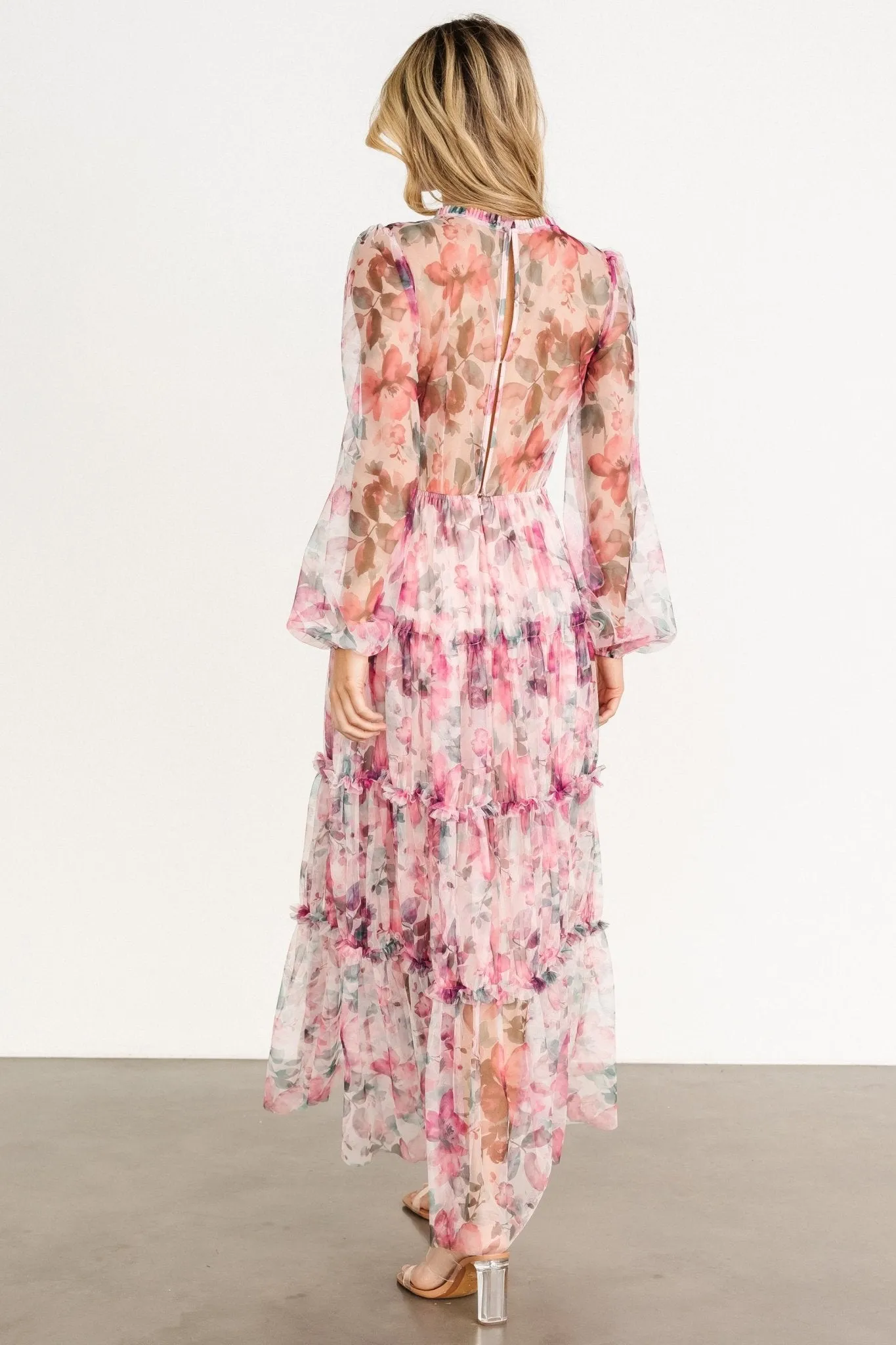 Stephanie Tiered Maxi Dress | Mauve Floral sold by Baltic Born product image thumbnail 2