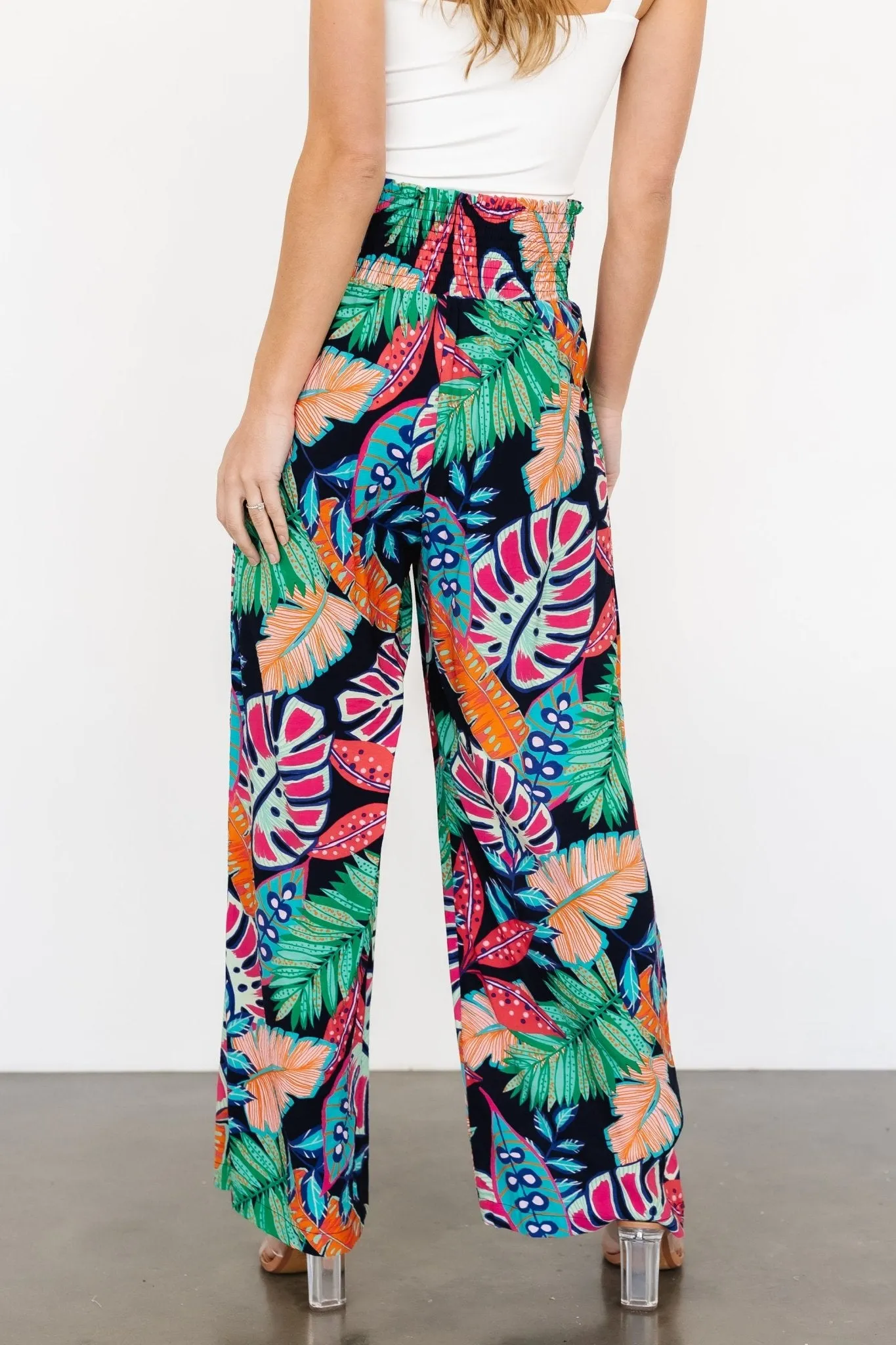 Caribbean Smocked Waist Pants | Navy Print sold by Baltic Born product image thumbnail 4