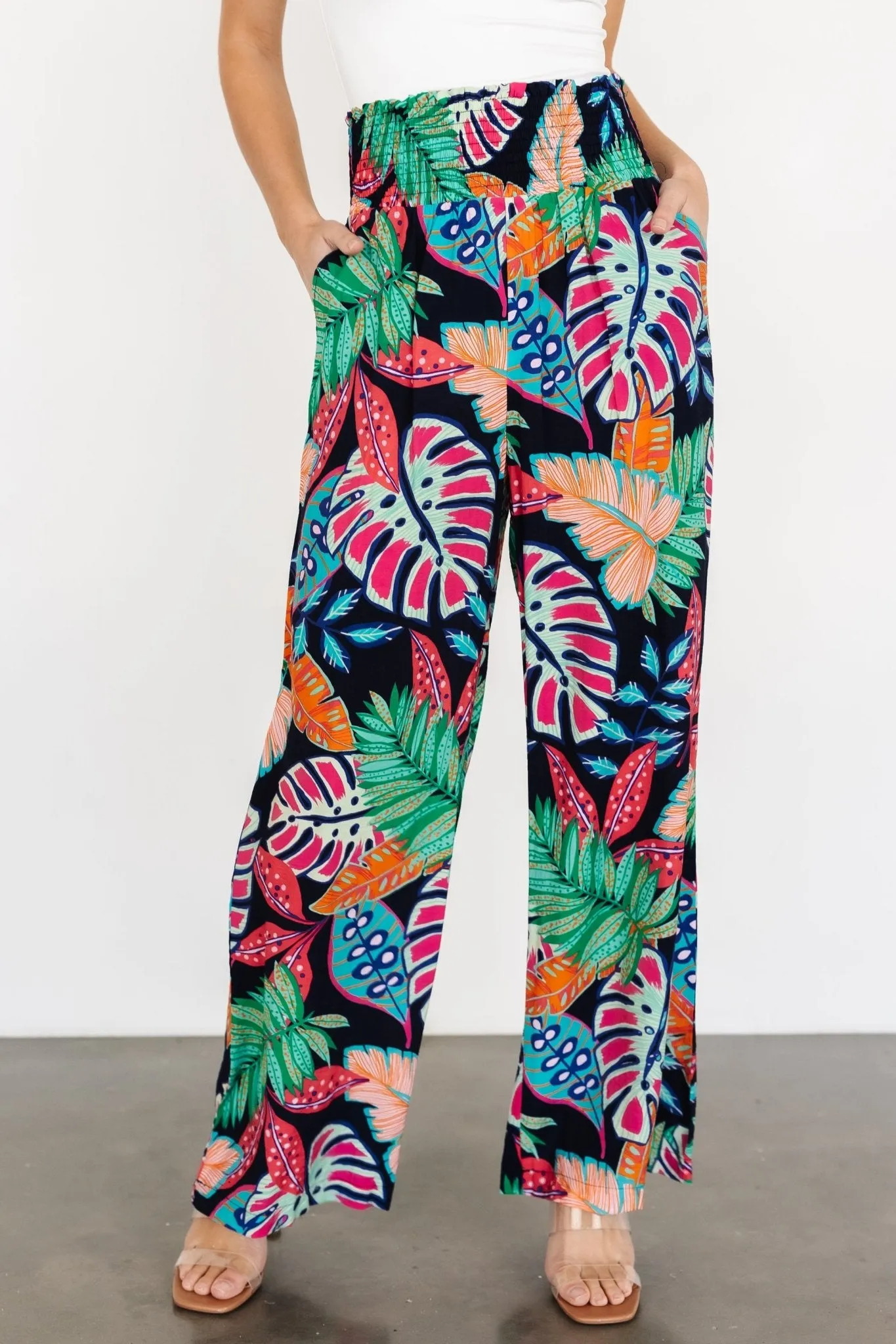 Caribbean Smocked Waist Pants | Navy Print sold by Baltic Born product image thumbnail 2