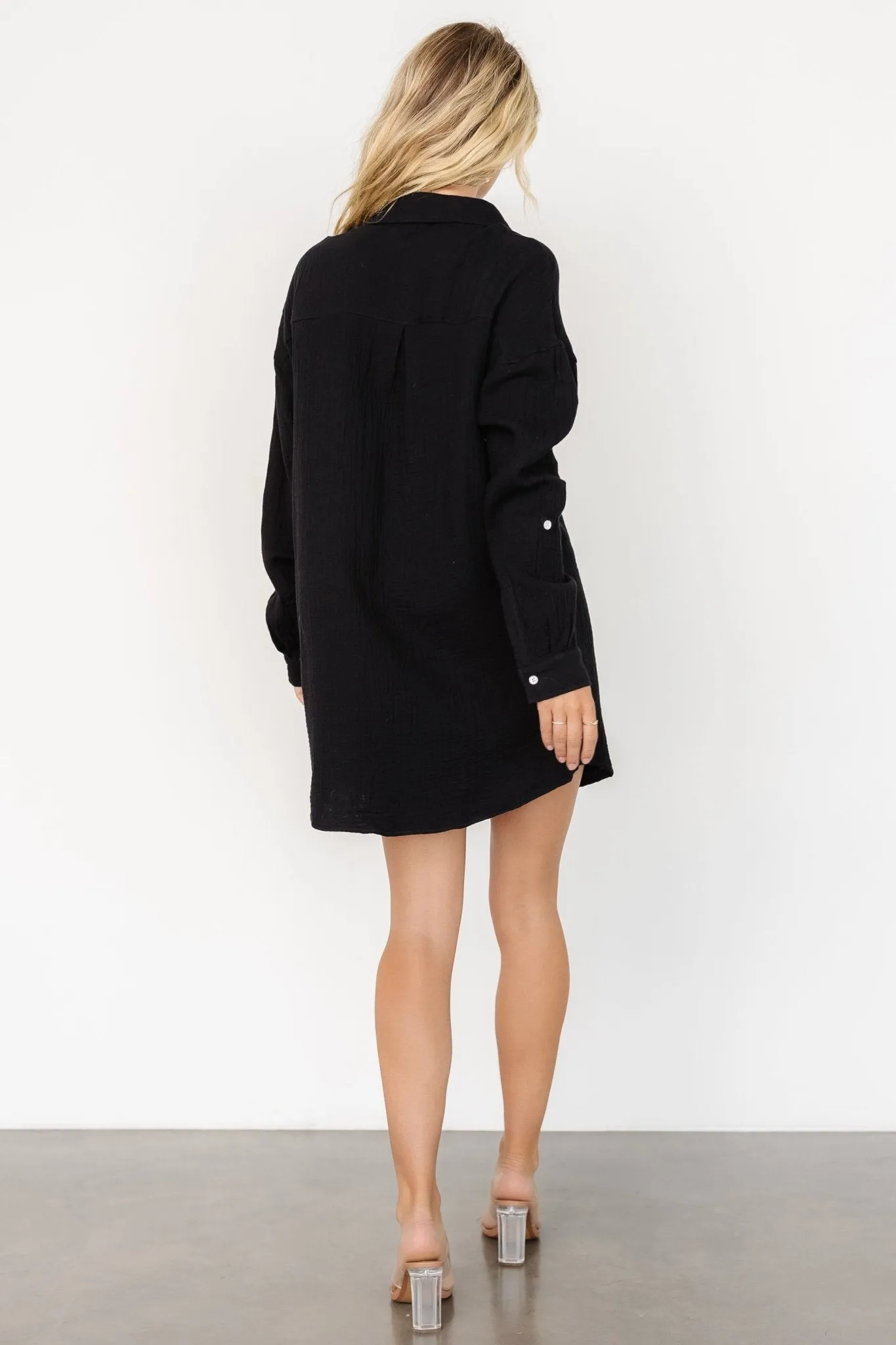 Andres Button Shirt Dress | Black sold by Baltic Born product image thumbnail 4