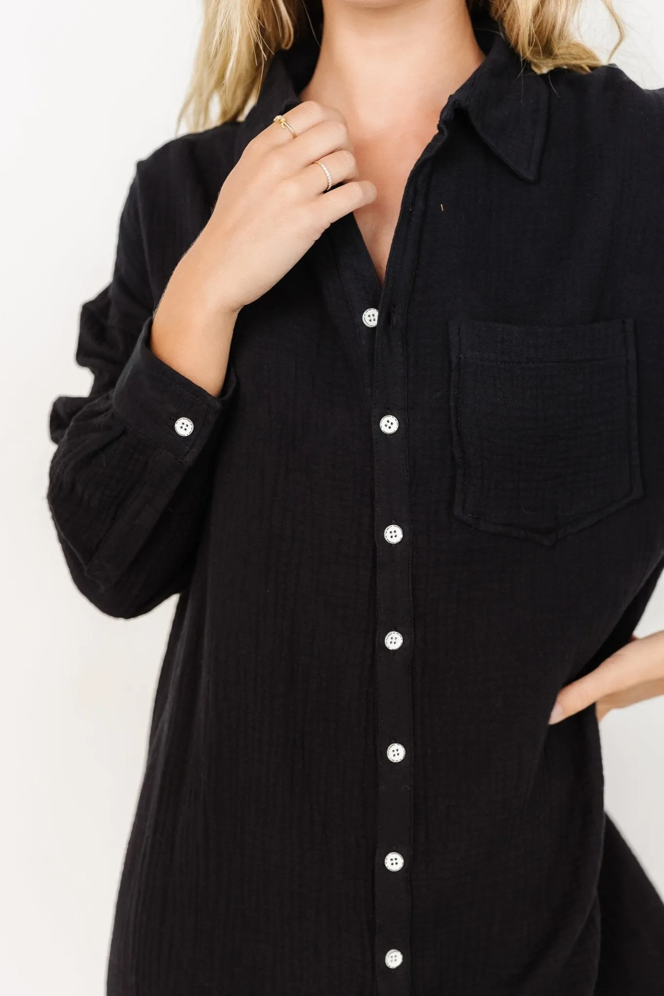 Andres Button Shirt Dress | Black sold by Baltic Born product image thumbnail 2