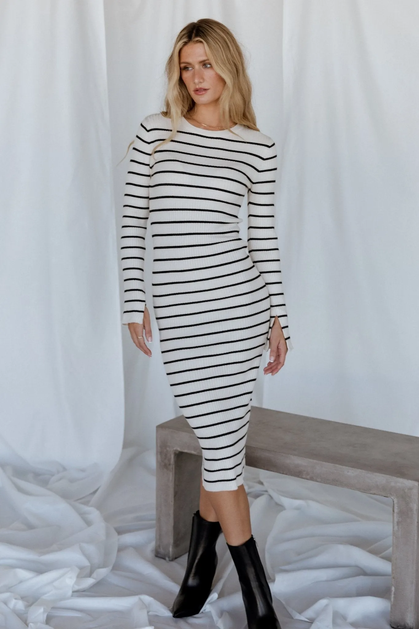 Iggy Sweater Dress | Ivory Stripe sold by Baltic Born product image thumbnail 5