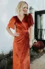 Meghan Velvet Wrap Maxi Dress | Rust sold by Baltic Born