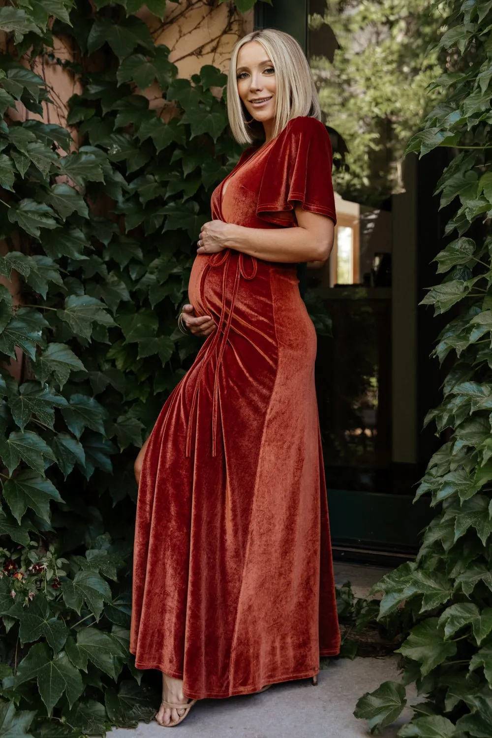 Meghan Velvet Wrap Maxi Dress | Rust sold by Baltic Born product image thumbnail 4