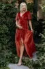 Meghan Velvet Wrap Maxi Dress | Rust sold by Baltic Born