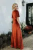 Meghan Velvet Wrap Maxi Dress | Rust sold by Baltic Born