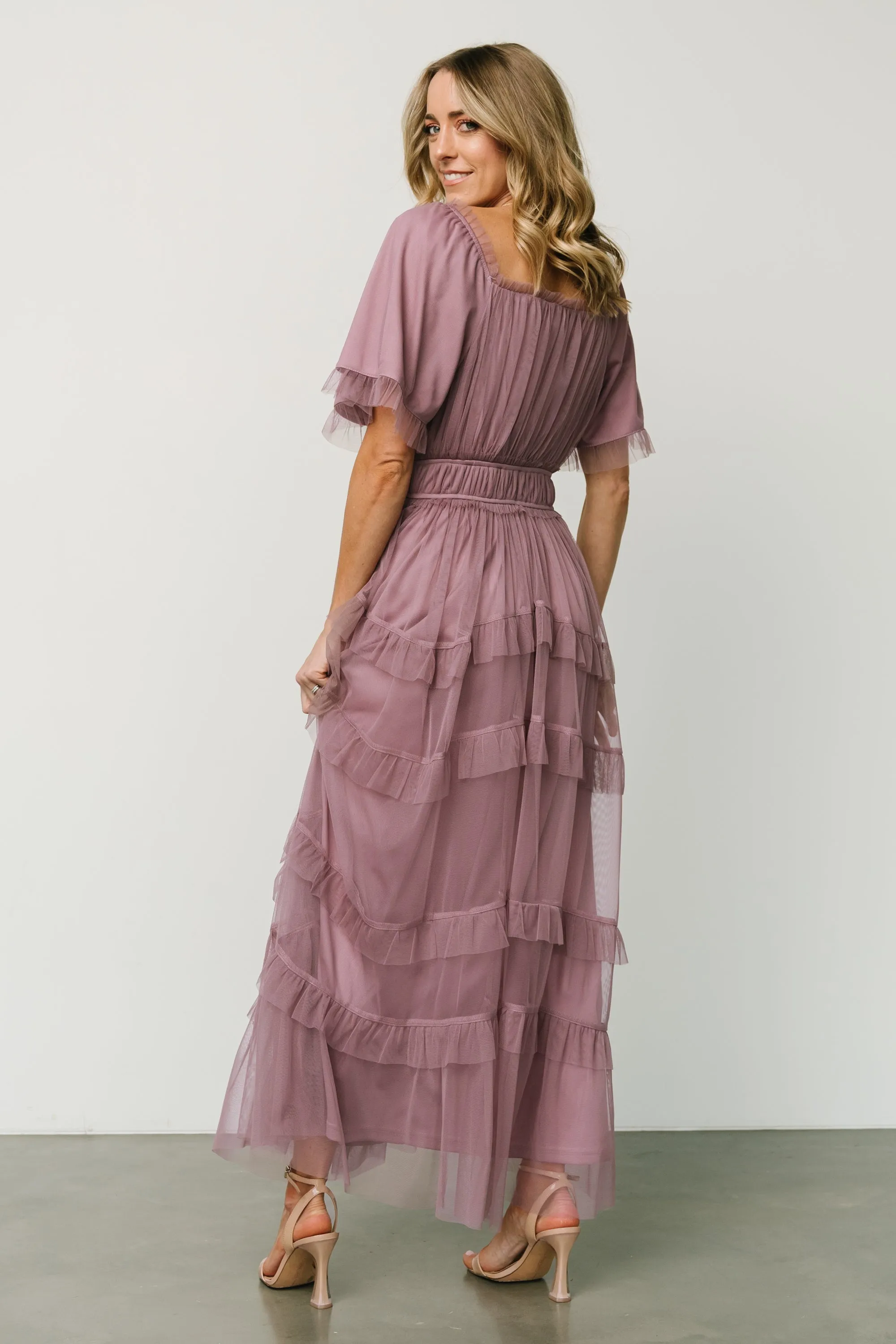 Magdalena Tulle Maxi Dress | Dusty Orchid sold by Baltic Born product image thumbnail 5